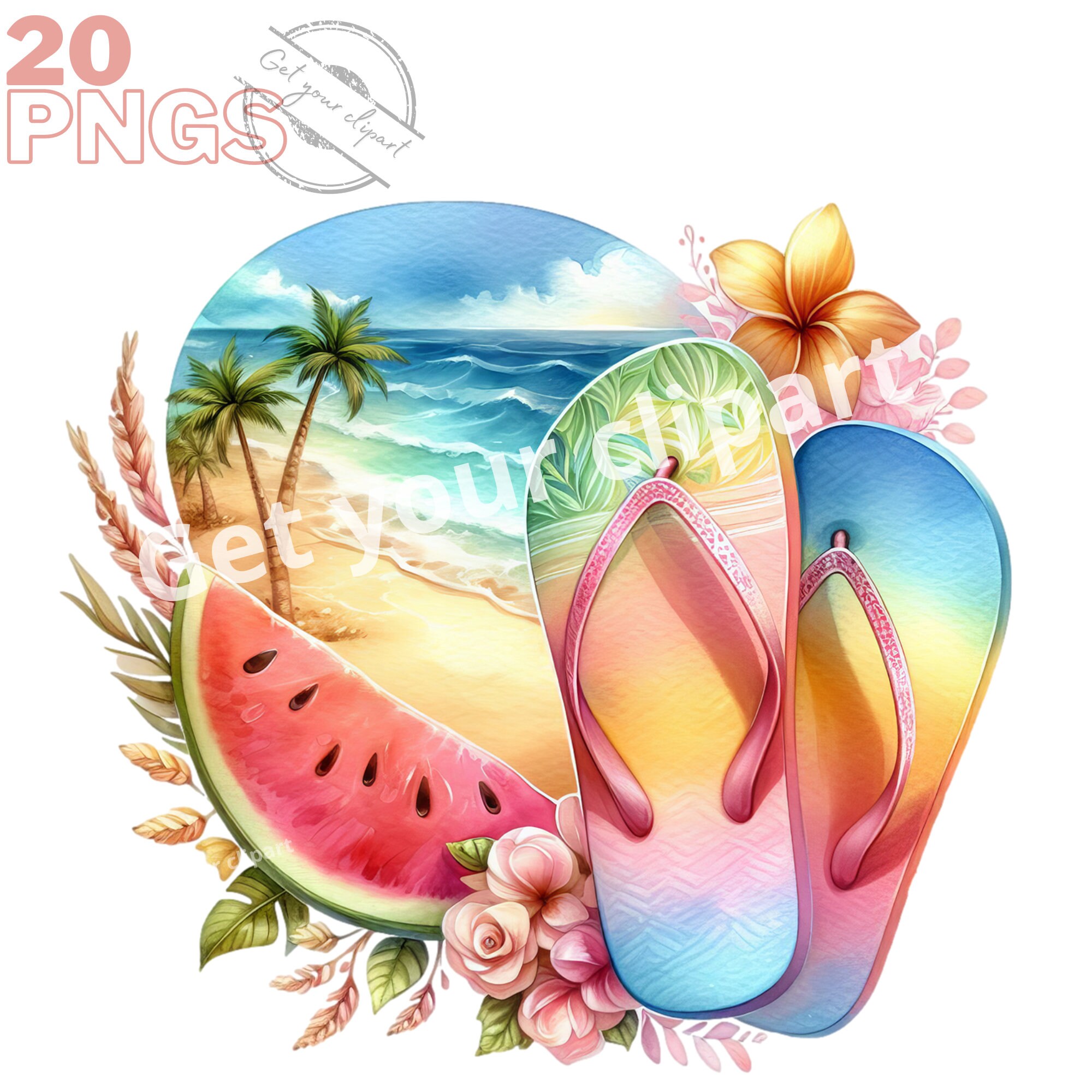 Summer Flip flops clipart bundle, Summer shoes, Beach shoes png, Summer graphics, tropical clipart, summer clipart, Commercial use