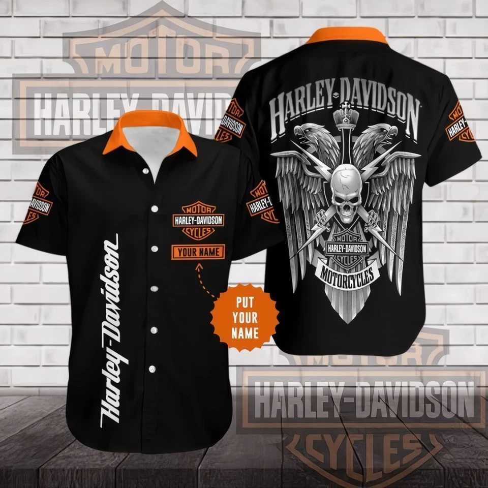 Personalized Harley Motor Racing Davidson Casual Button Down Shirt