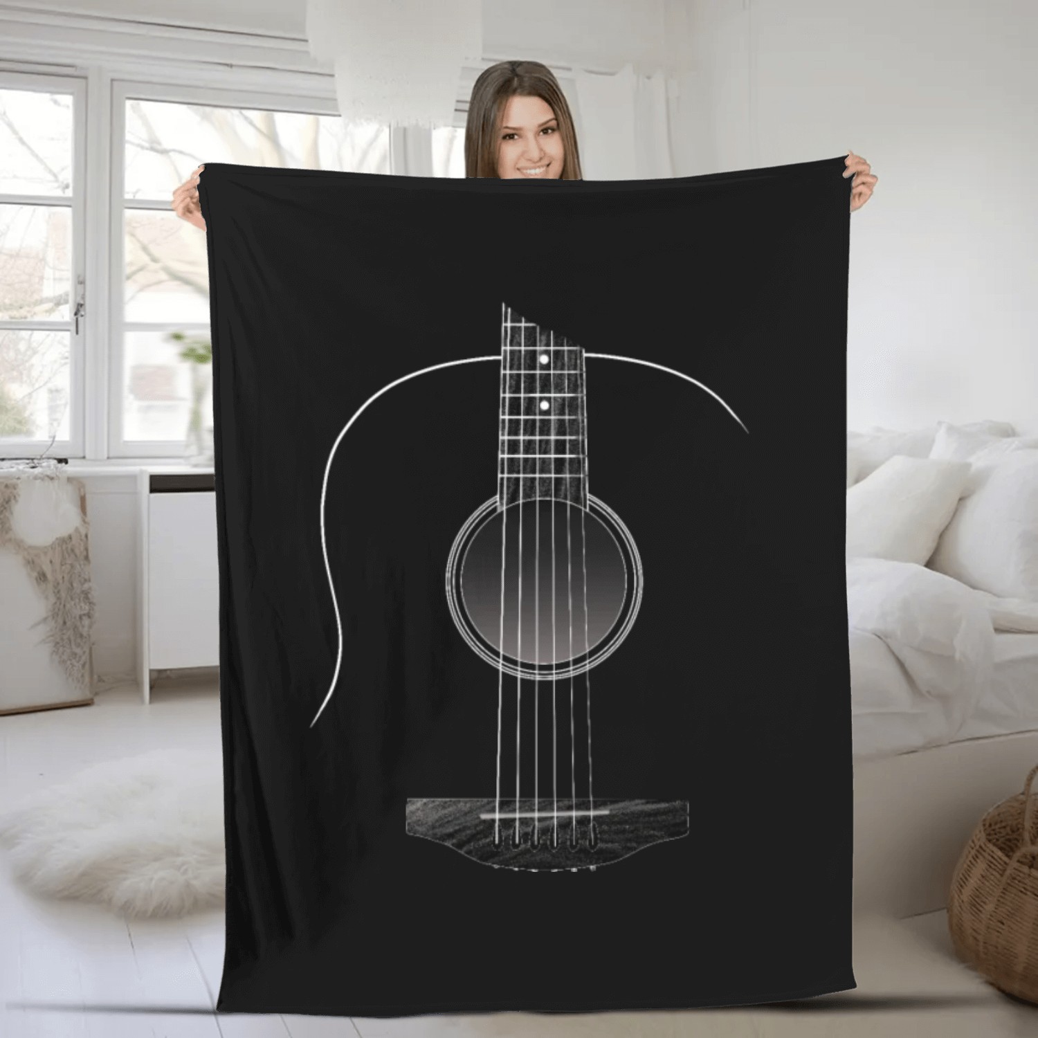 ACOUSTIC GUITAR Fleece Blankets, MENS UNPLUGGED ACOUSTIC