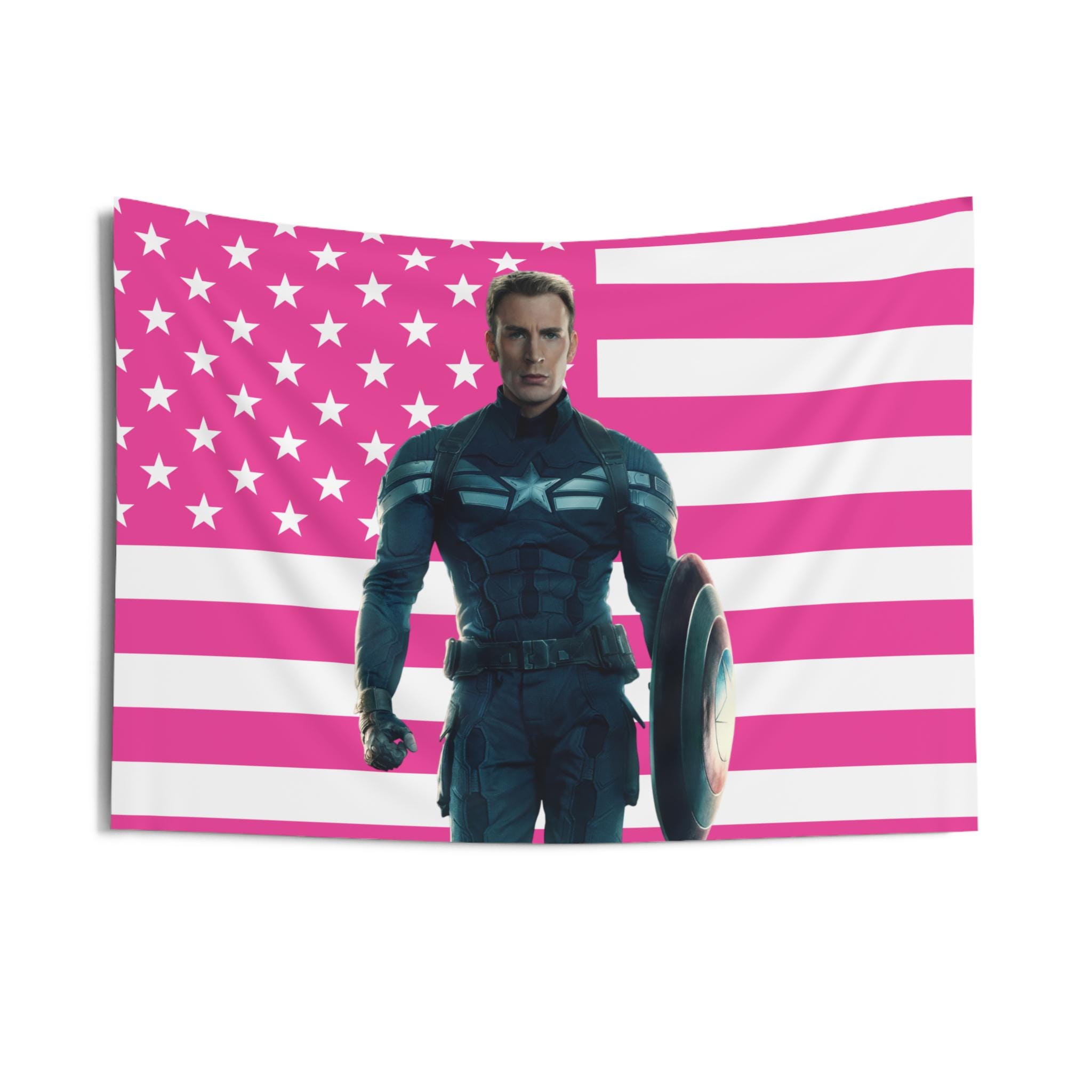 Captain America: The Winter Soldier Tapestries, Captain America Pink Flag, Chris Evans - Captain America Indoor Wall Tapestries