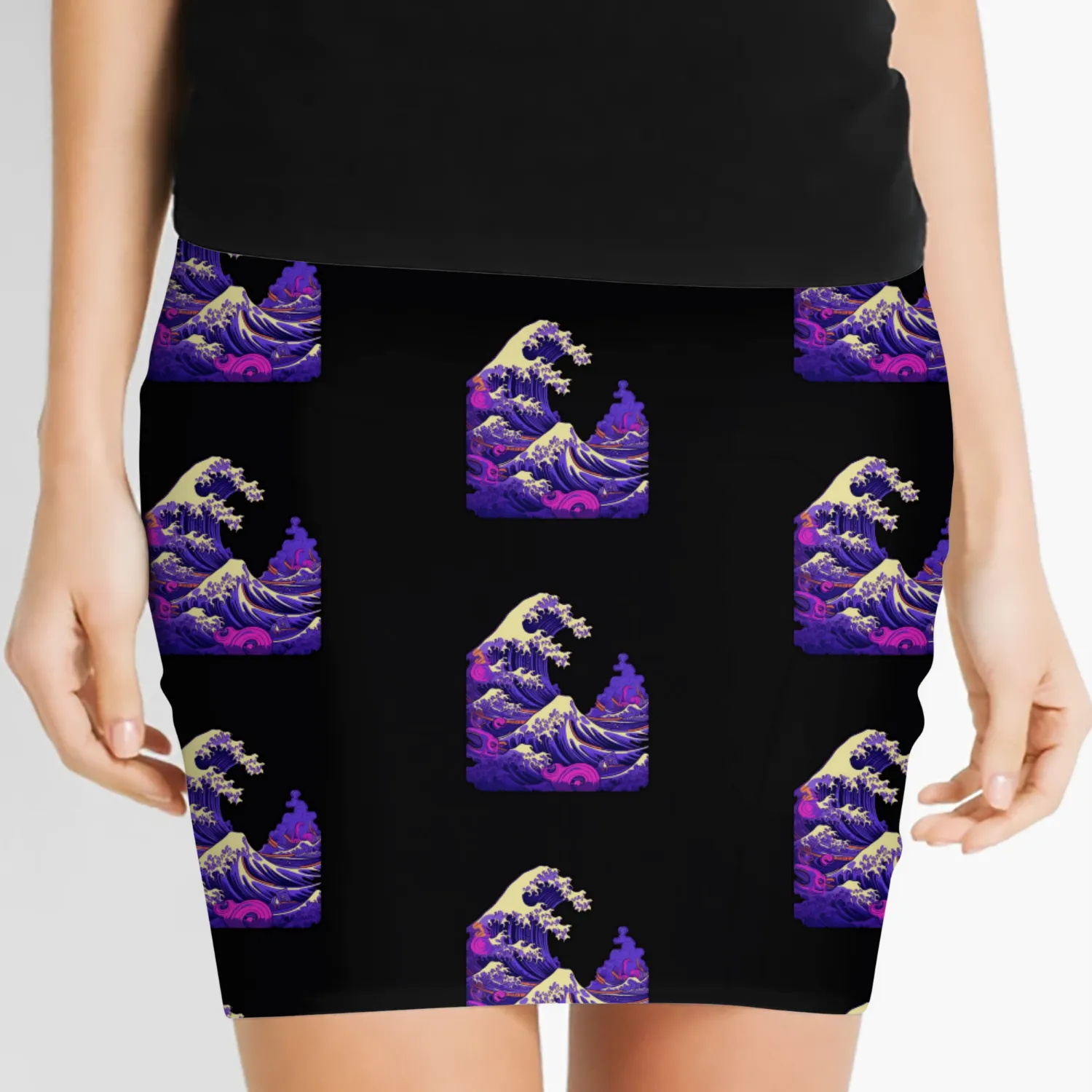 Tsunami wave japanese art, low colour palette Women's Mini Skirts