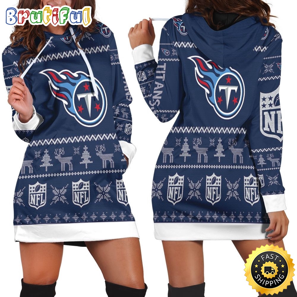 football Tennessee Titans Hoodie Dress Christmas Print Hoodie Dress For Women