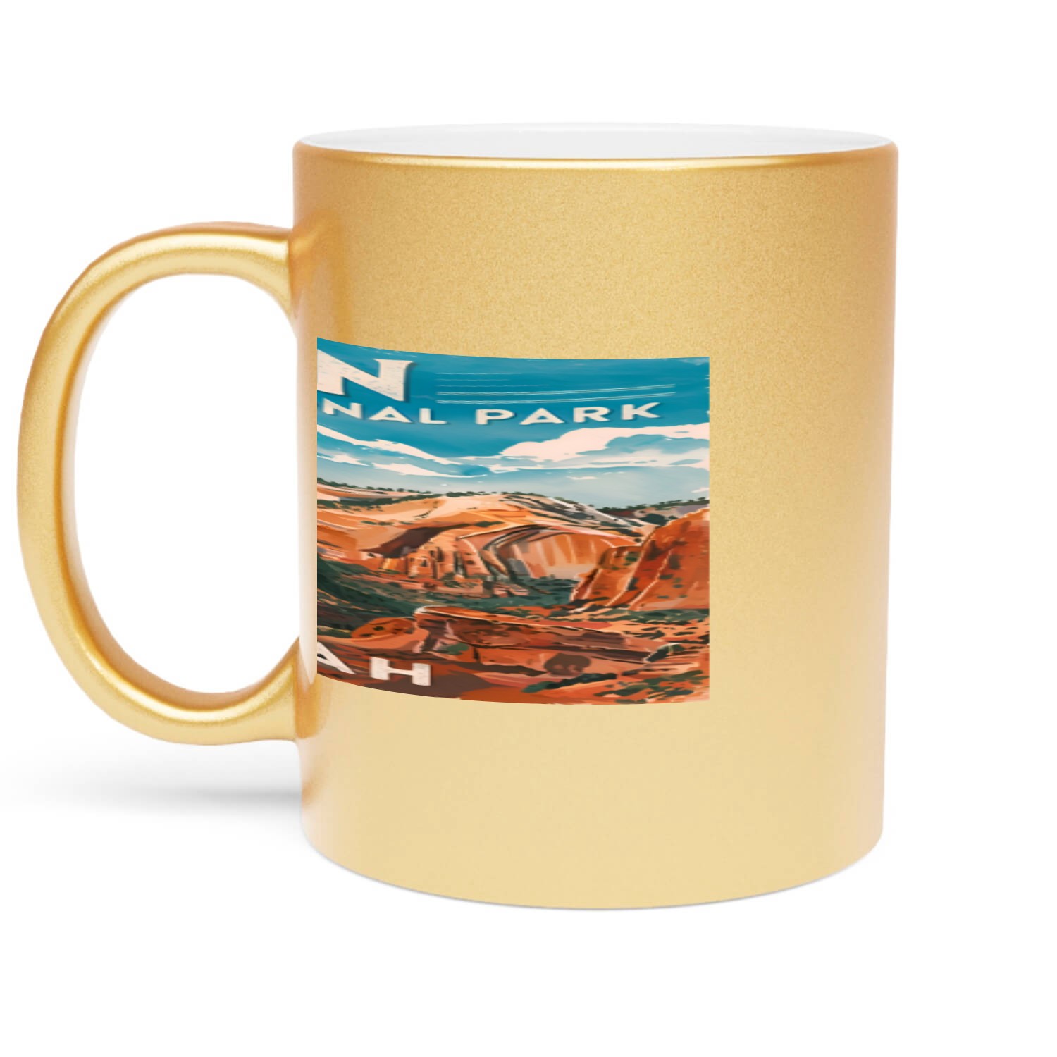 Vintage Travel Zion National Park Utah Landscape Metallic Mugs