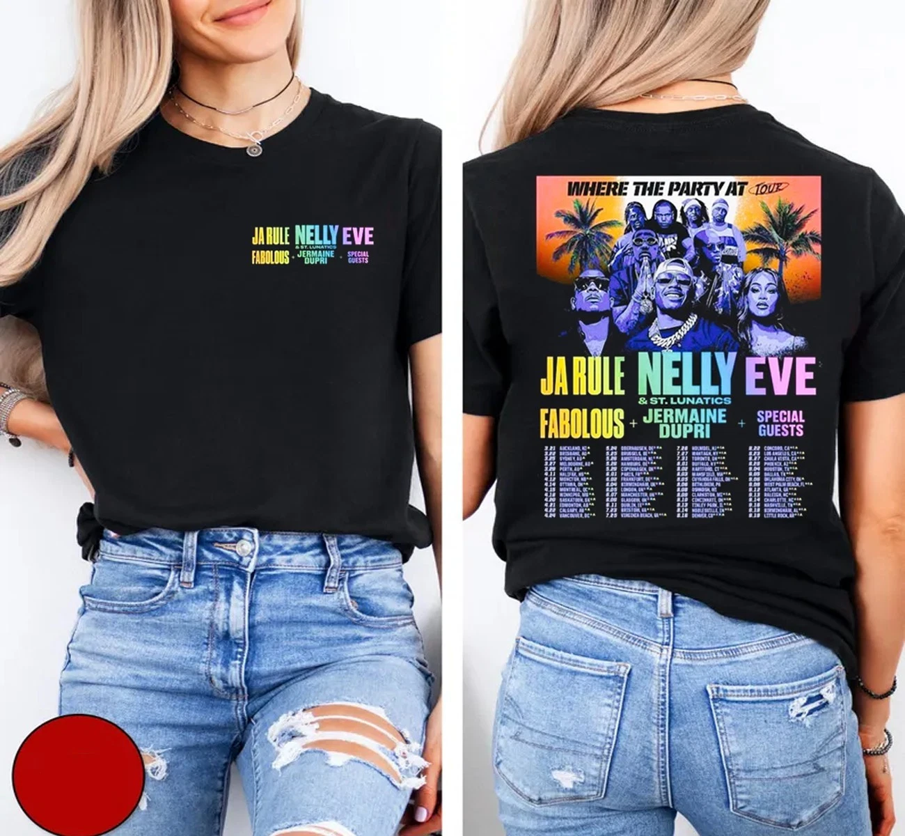Where The Party At Tour 2025 T-Shirt - Nelly, Ja Rule, Eve, Fabolous