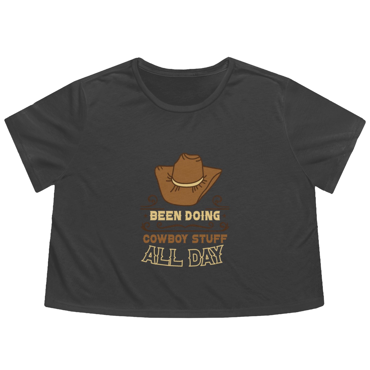 Cowboy Barn Bull Rider Rodeo Country Western Gift Flowy Cropped Tees