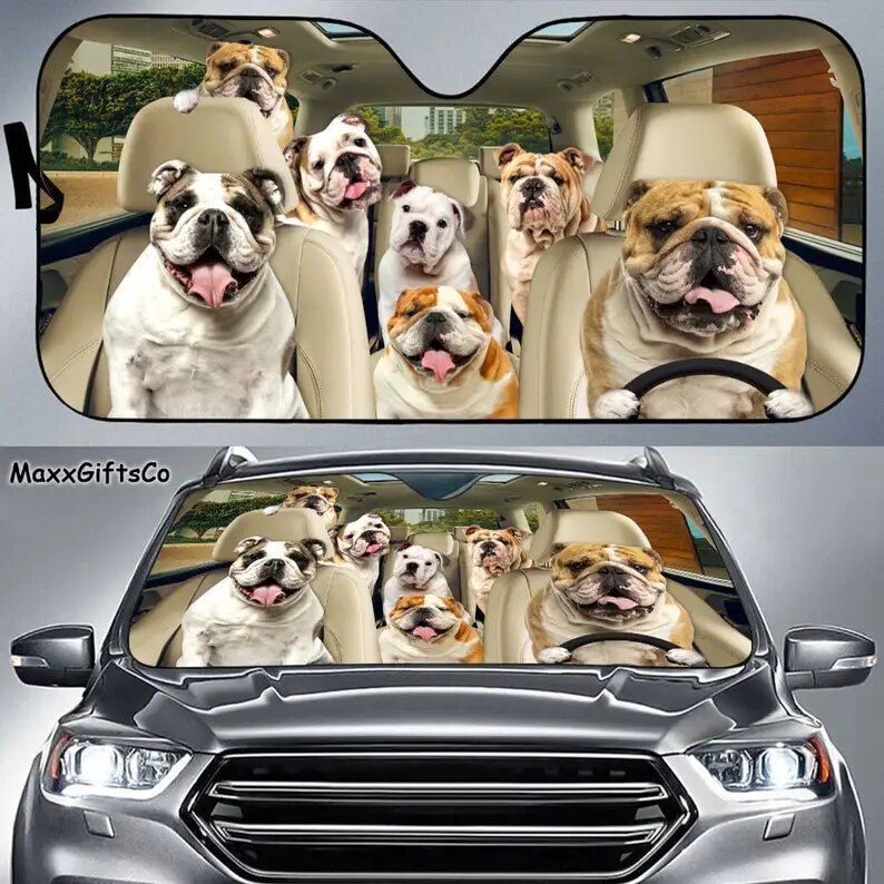 English Bulldog Car Sun Shade, English Bulldog Windshield