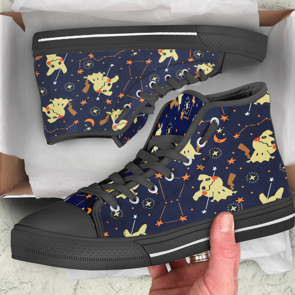 Mimikyu High Top Shoes, Cute Night Sky Mimikyu Sneakers, Kawaii Anime Shoes, Mimikyu Shoe Gift