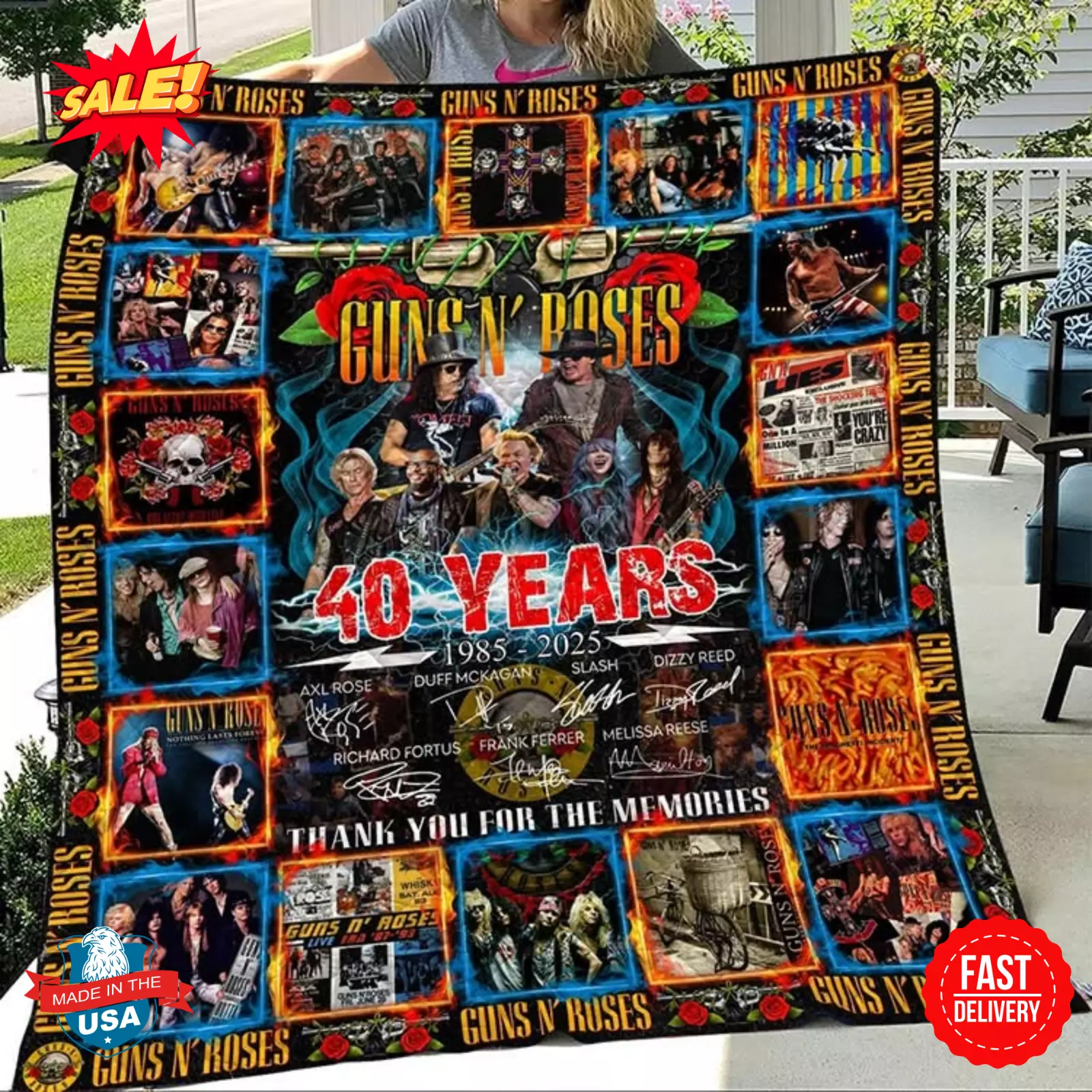 Gun'N Roses 1985-2025 Quilt Blanket