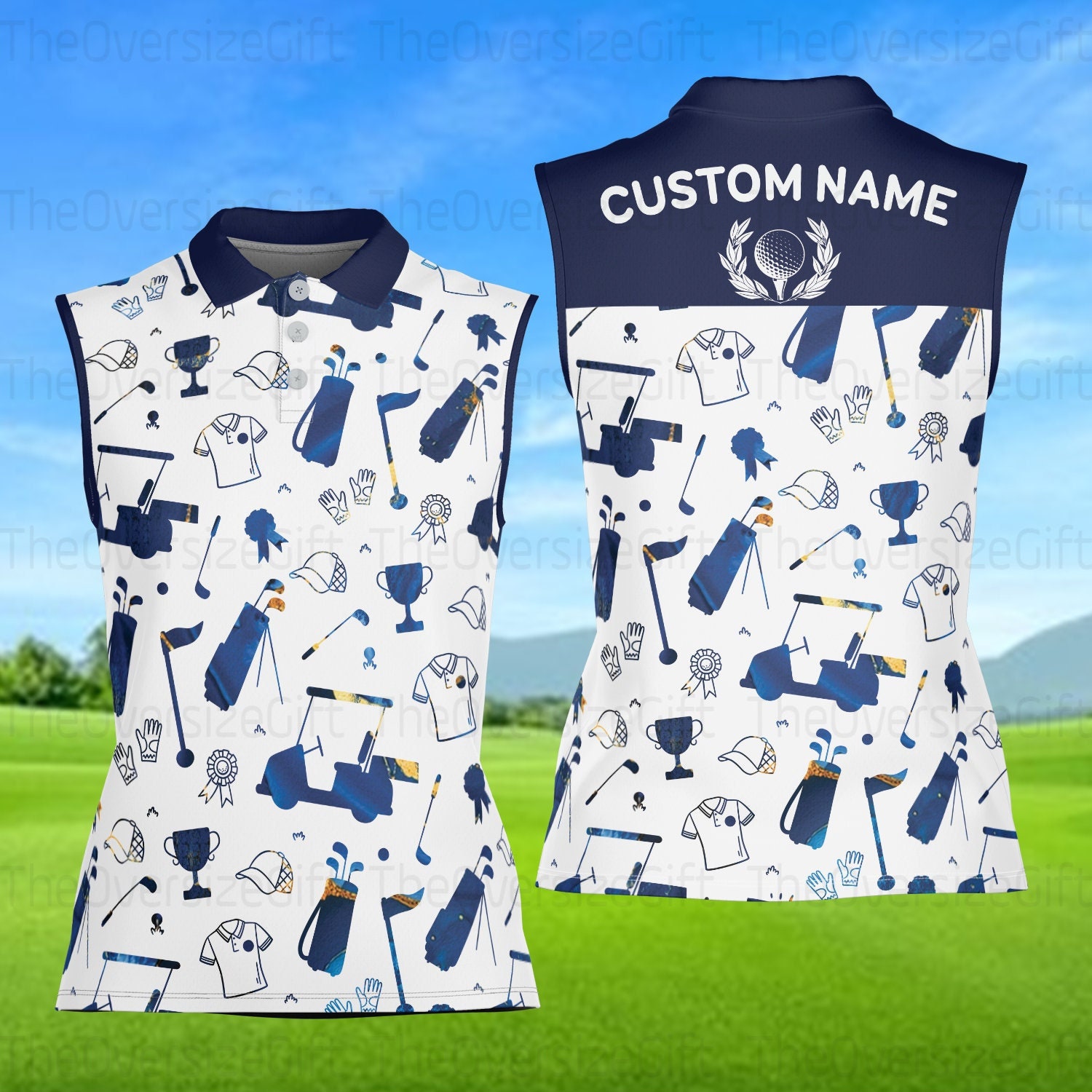 Personalized Women's Sleeveless Polo Shirt for Golf, Custom Name Golfer Top, Matching Golf Team Shirt, Golf Lover Gift