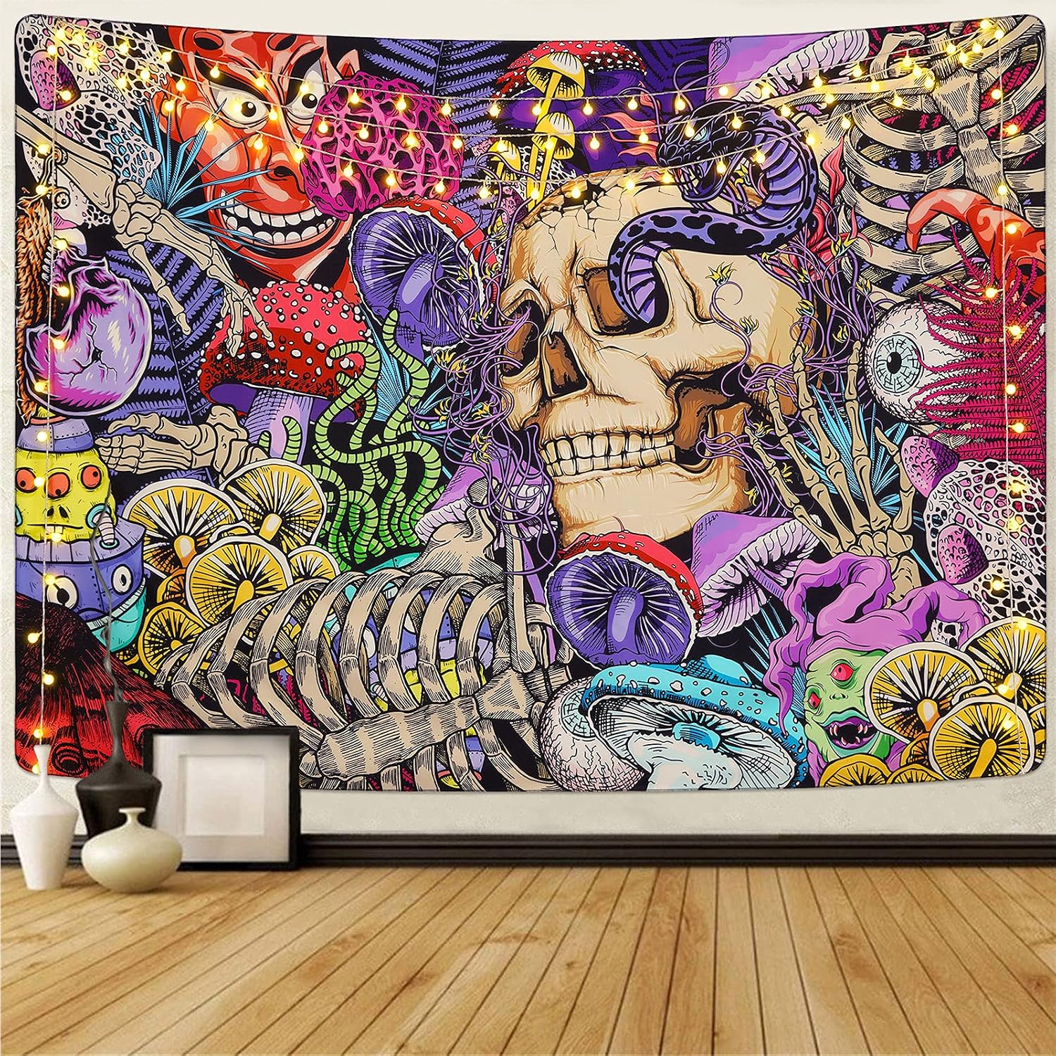 Skull Tapestry Mushroom Tapestry Skeleton Tapestry