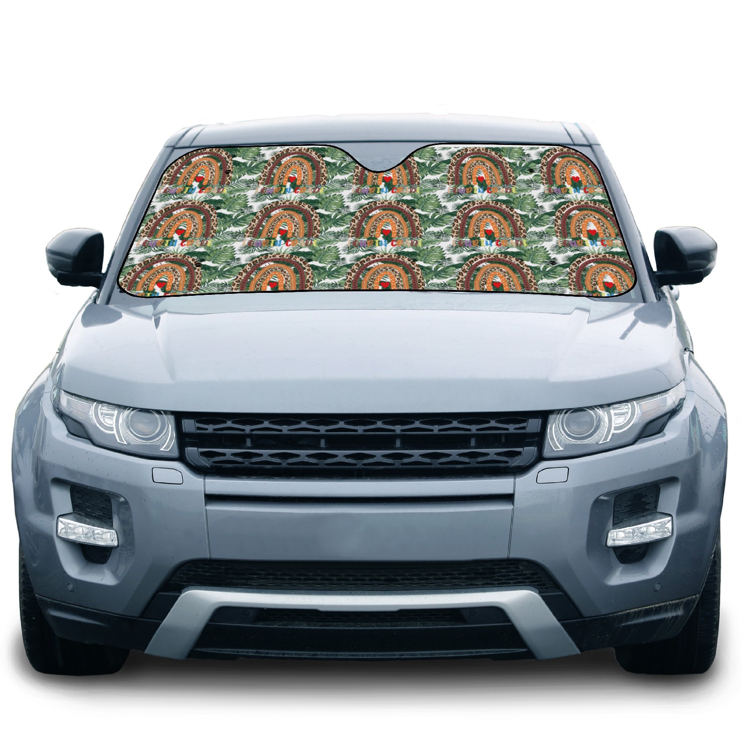 Fourth Grade Teacher Leopard Rainbow Car Sun Shades