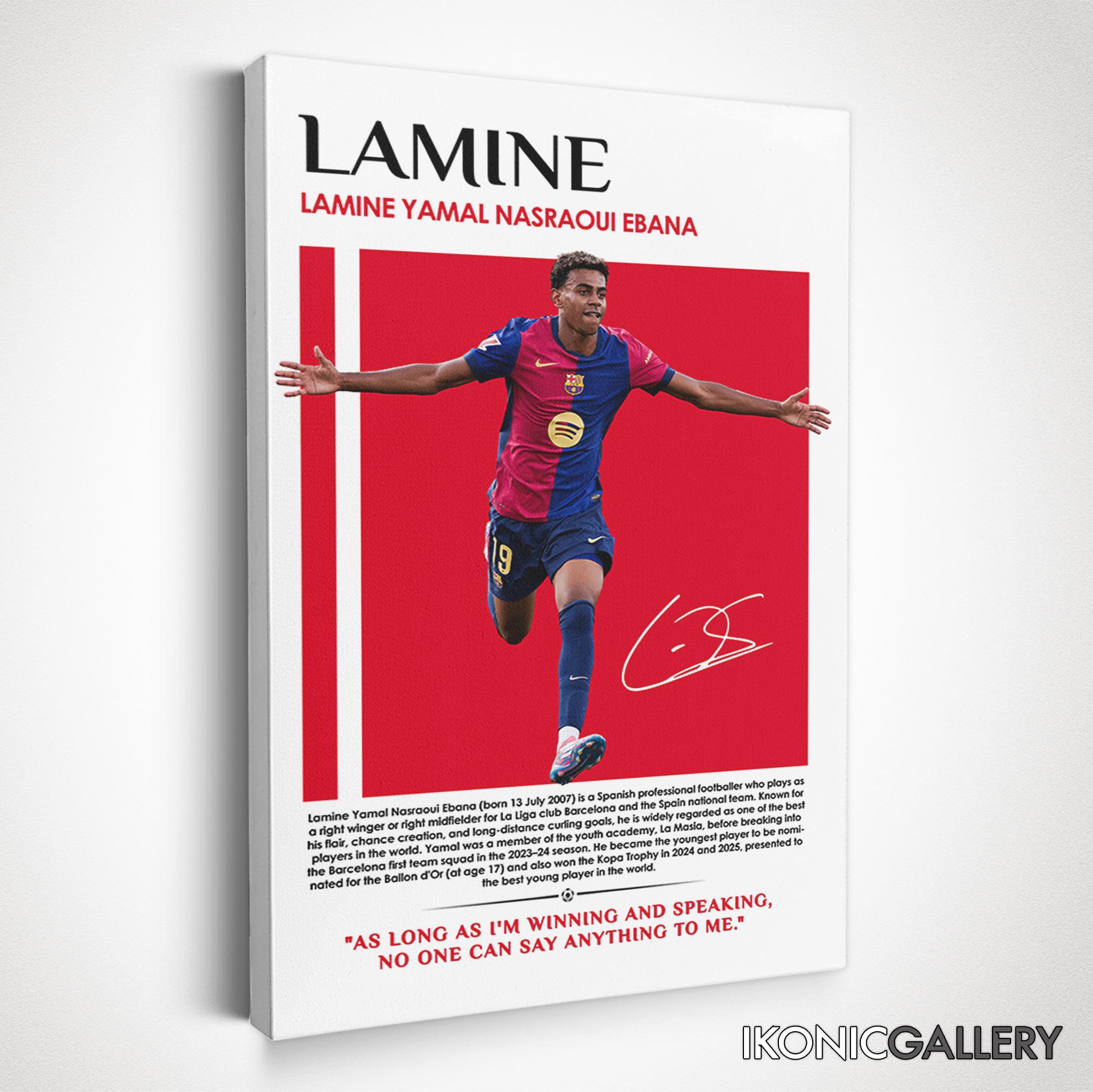 Lamine Yamal Canvas Art, Barcelona Football Player Poster, Soccer Wall Art