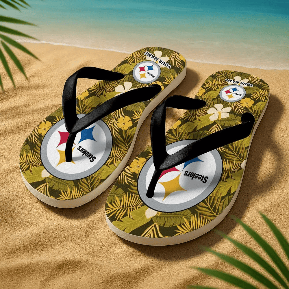 Pittsburgh Steeler Flip Flops Summer Pattern