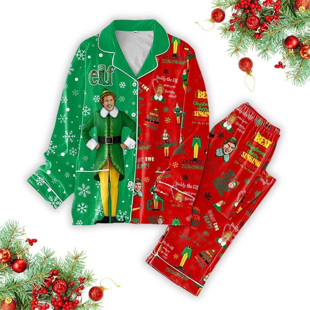 Christmas Buddy The ELF Pajamas Set, Funny Christmas Movie Shirt, Elf Matching Shirt, Holiday Women Pajamas, Christmas Costume Gift