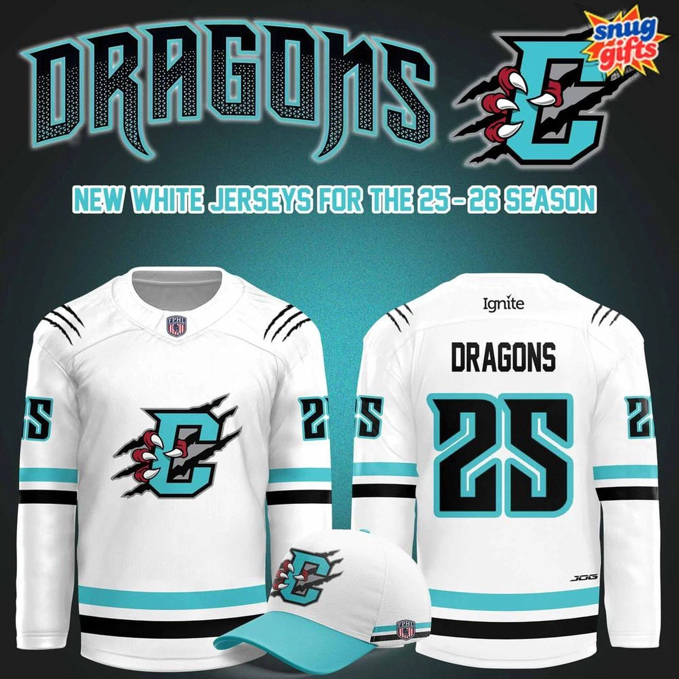 Personalized Columbus River Dragons 25-26 Season New White Hockey Shirt Men's