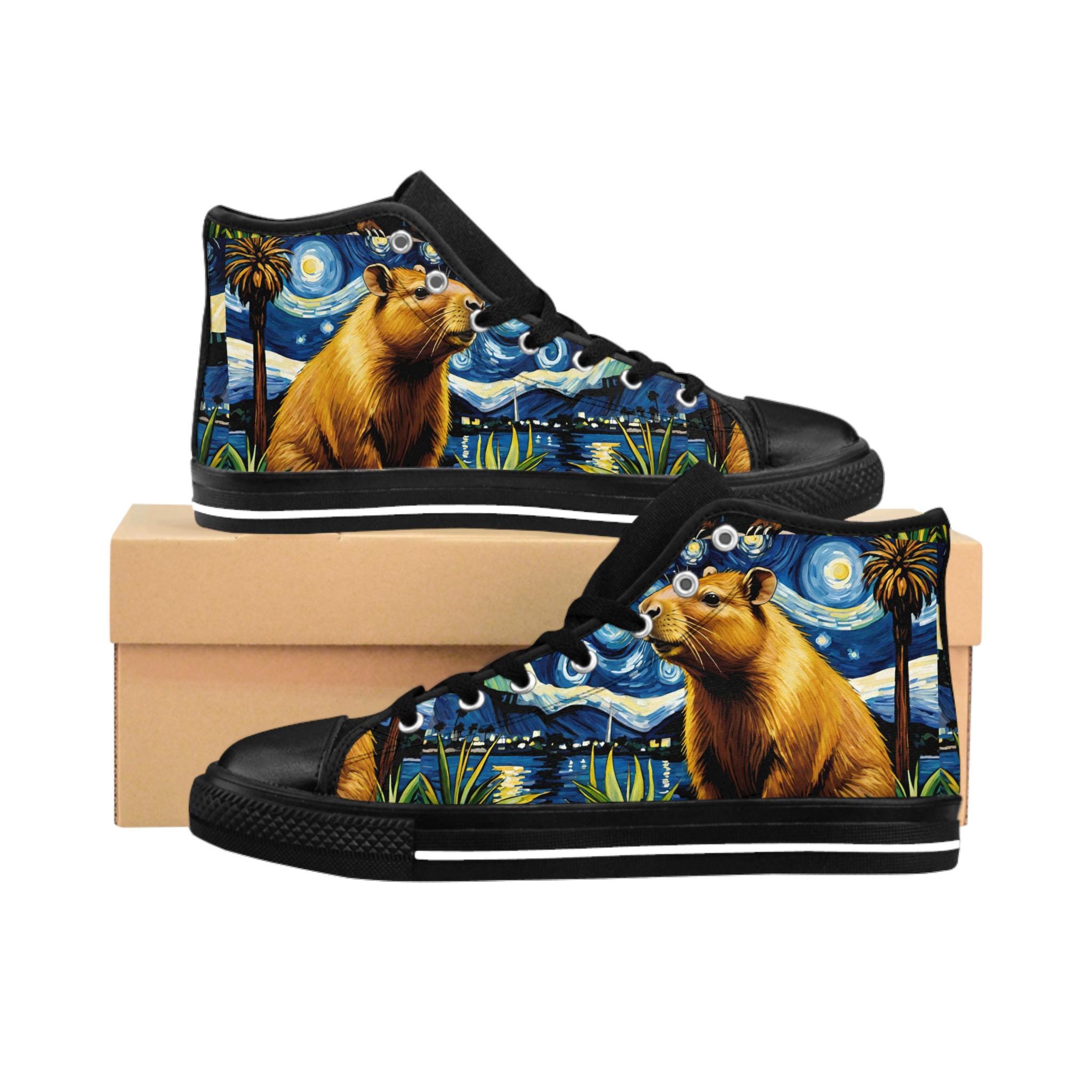 Capybara Los Angeles Starry Night Sneakers, Capybara Art shoes