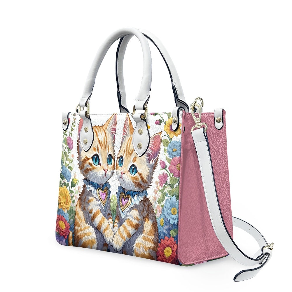 Kitten Leather Handbag, gift for mom