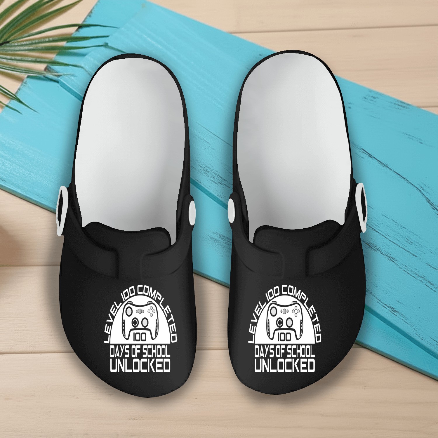 Level 100 completed 100 days of school unlocked Slip On Clogs