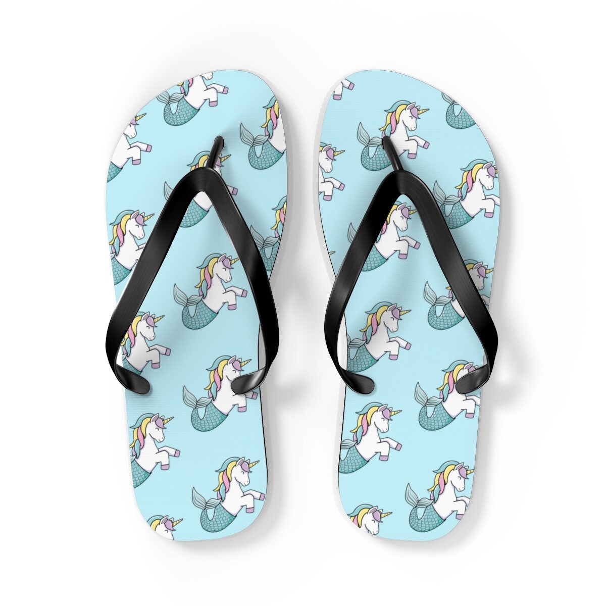 Flip Flops ~ Mermaid UNICORN Cute Cartoon On Flip Flops For Beach or Spa Shoes