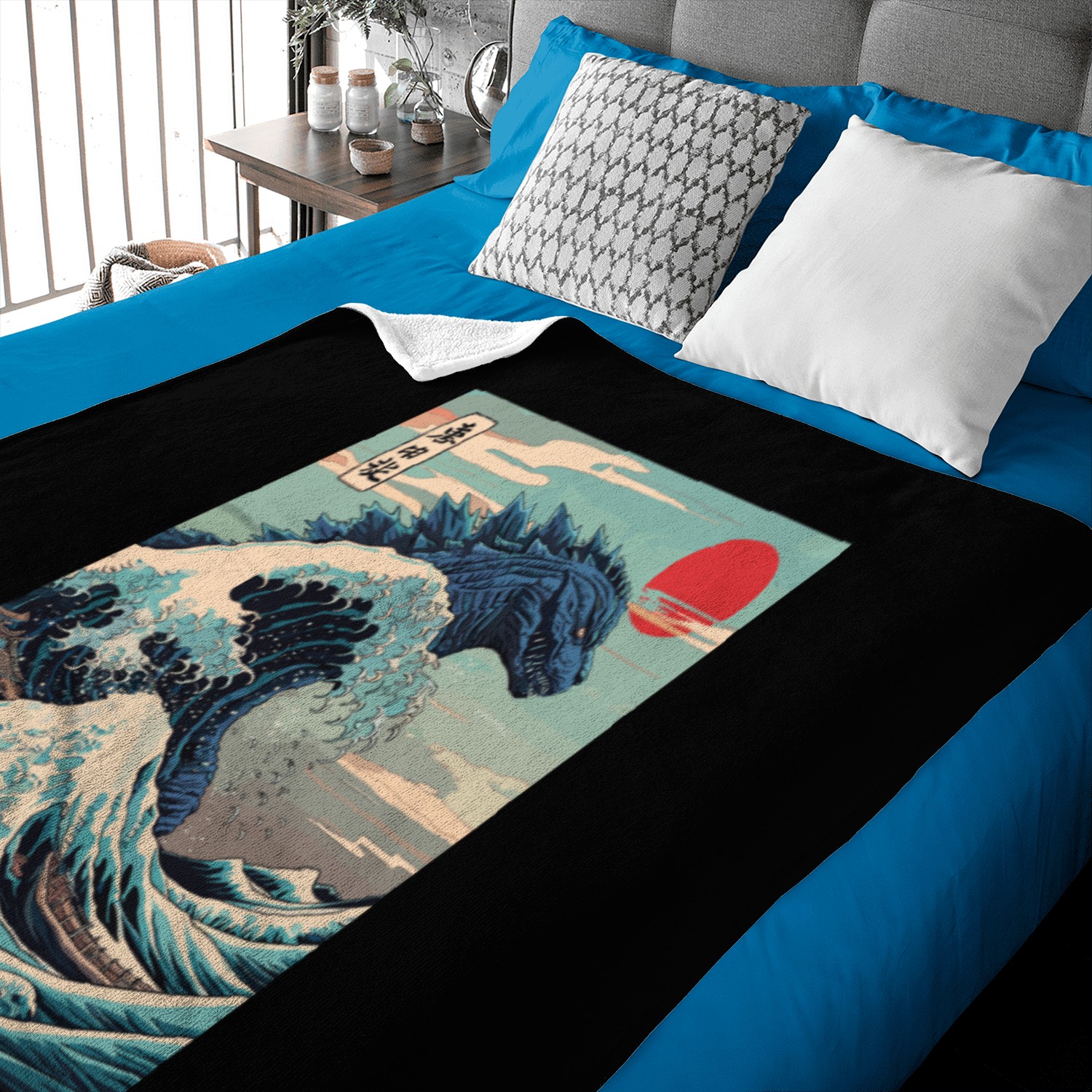 Kaiju Monster Japanese Great Wave Anime Graphic Baby Blankets
