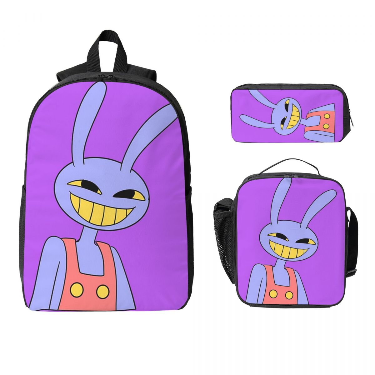 Jax -The Amazing Digital Circus Backpack Student Boys Girls BookBag School Bag Shoulder Bags 3ps Insulated Lunch Bag Pencil Case