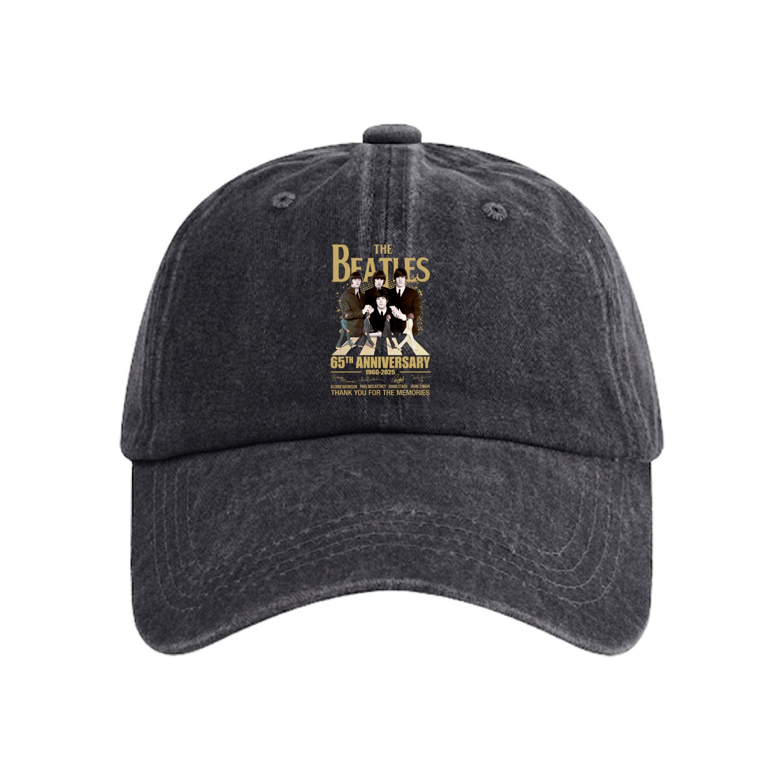 The Beatles Rock Band 1960-2025 65th Anniversary Washed Denim Baseball Caps