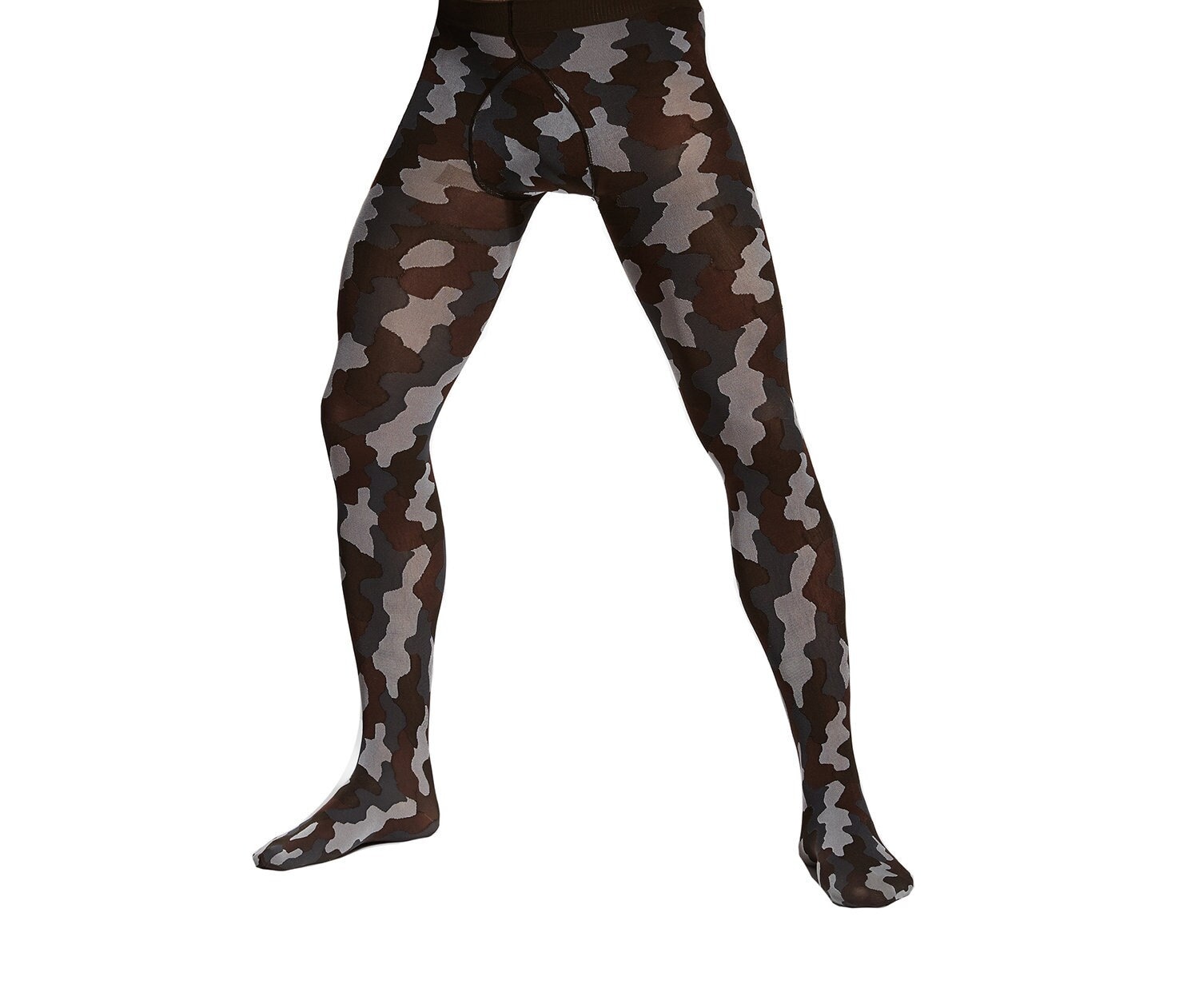 Men Opaque Camo Camouflage Print Pattern Tights Warm Underlayer