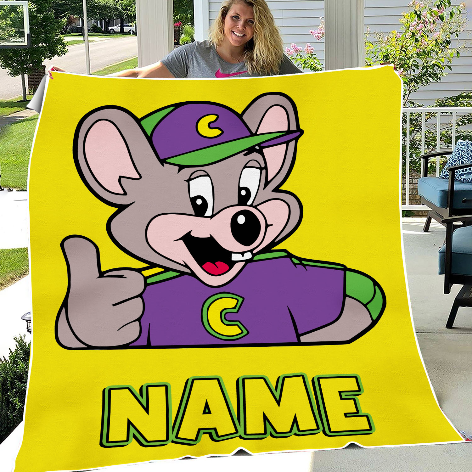 Personalized Chuck E Cheese Blanket/Chuck E Cheese Cartoons Blanket/Chuck E Cheese Blanket/Custom Name Blanket/Birthday Gift