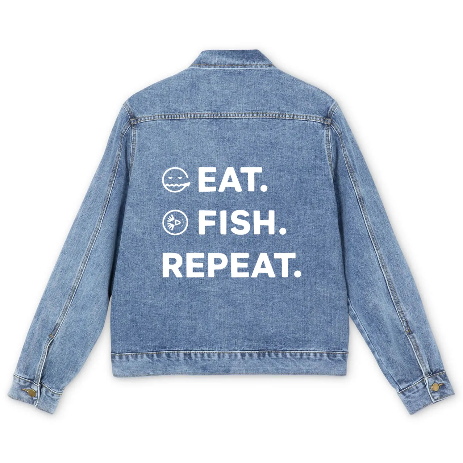 Eat Sleep Fish Repeat Men's Denim Jackets