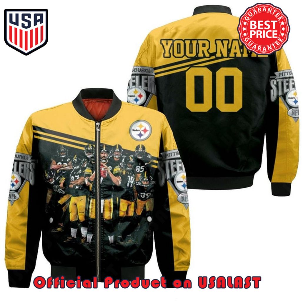 PITTSBURGH Steeler GREAT PLAYERS TEAM PERSONALIZED PATTERN BOMBER JACKET