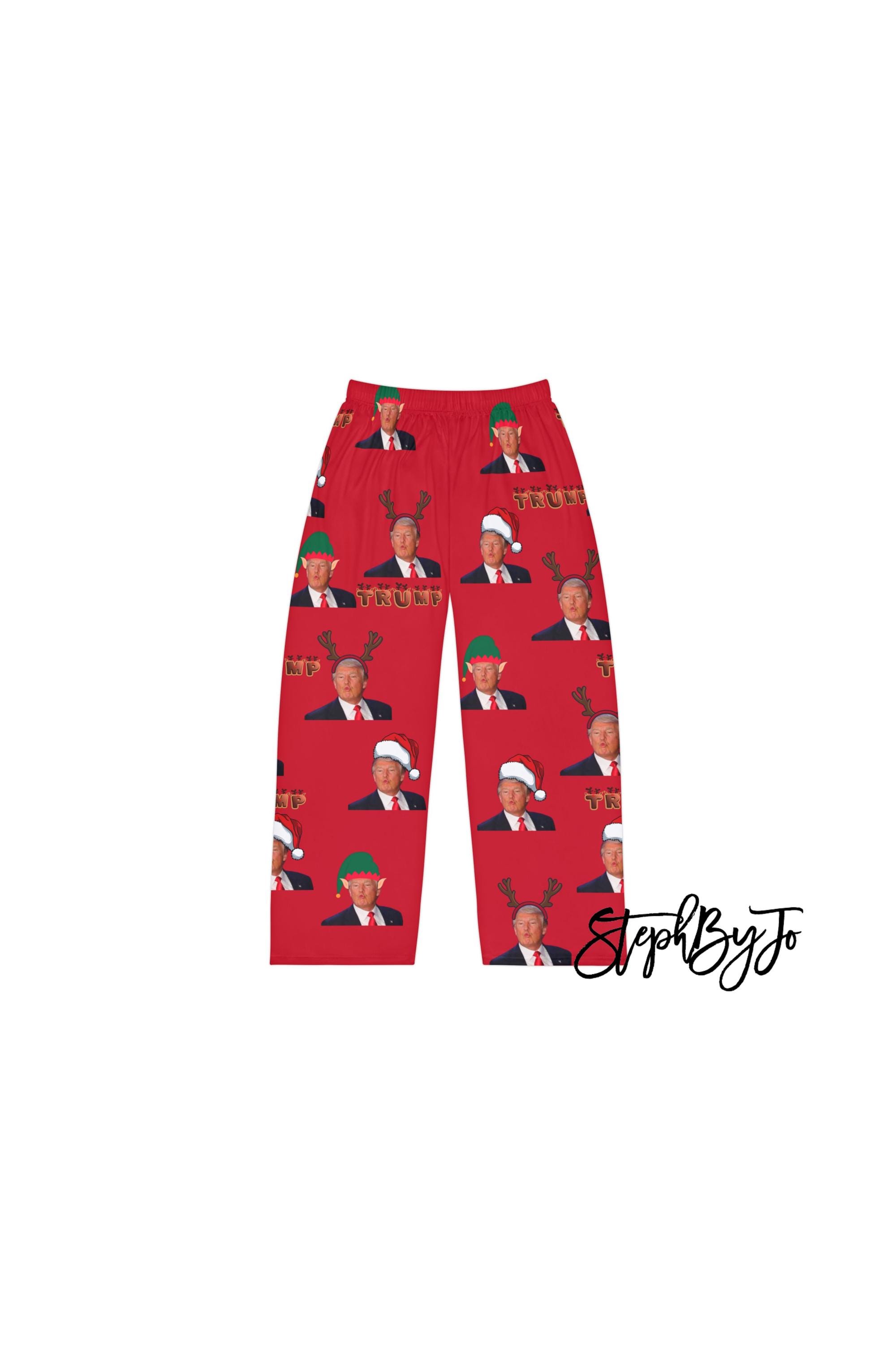 Donald Trump Christmas Pajamas, Men's Pajama Pants, MAGA, Holiday Lounge Wear, Funny Political Sleepwear, Conservative Gift, Political