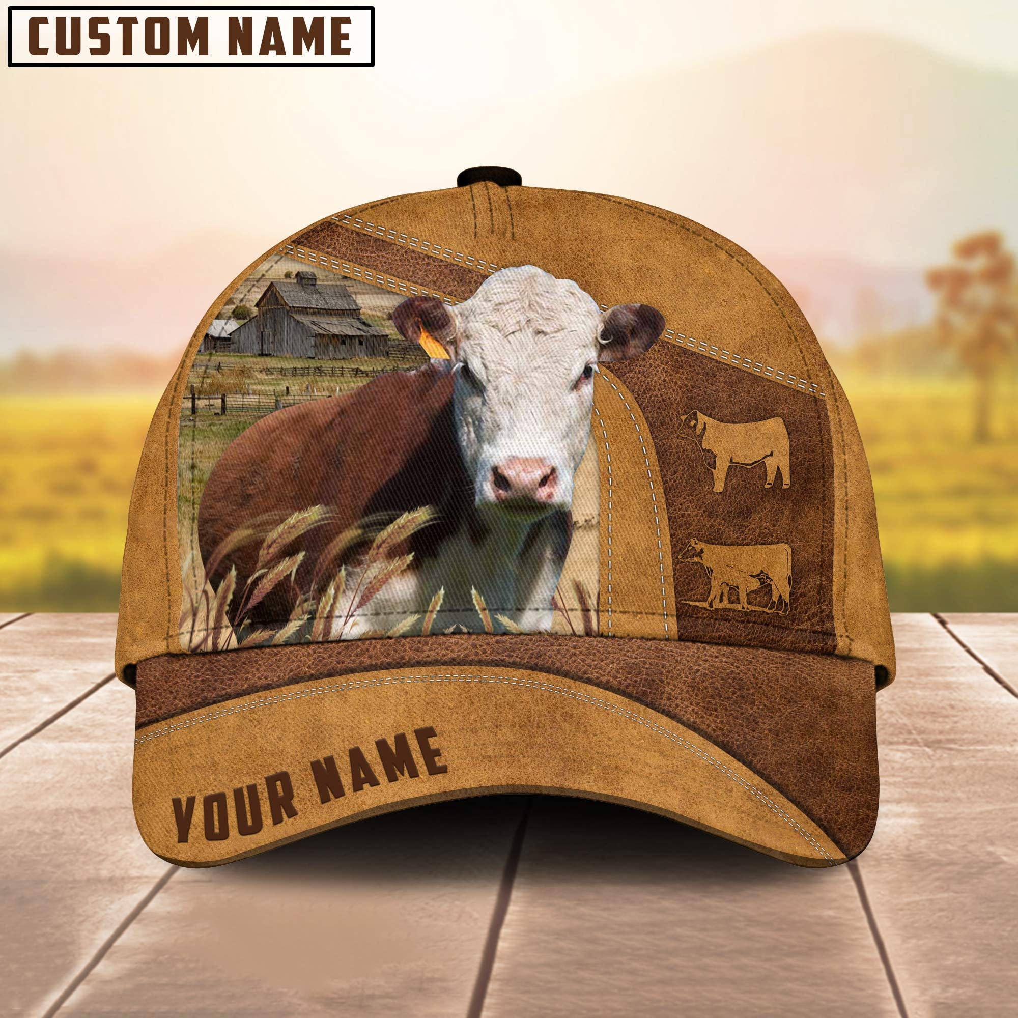 Custom Name Hereford Cattle Cap