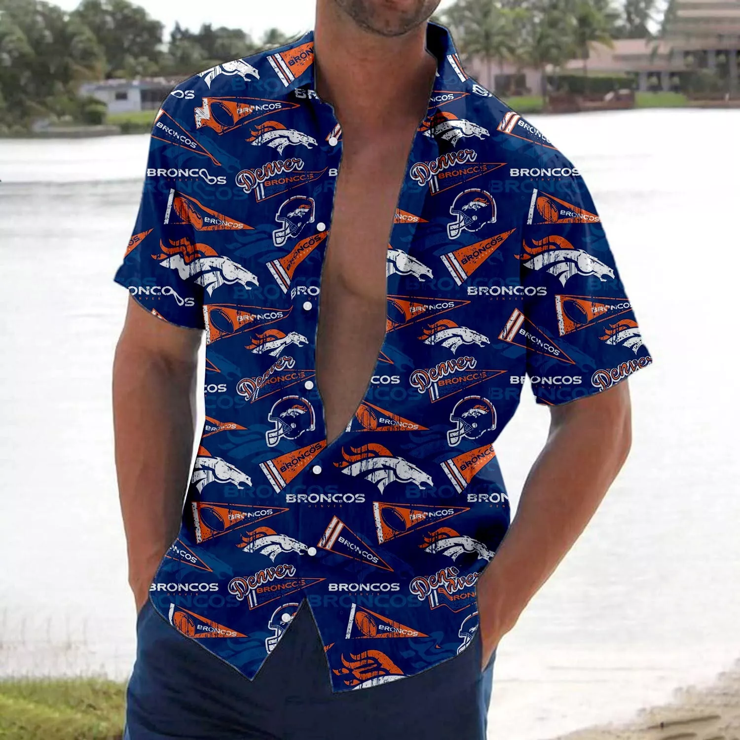 Denver Team Football Hawaiian Shirt #2, button down shirt, Gift for Fan