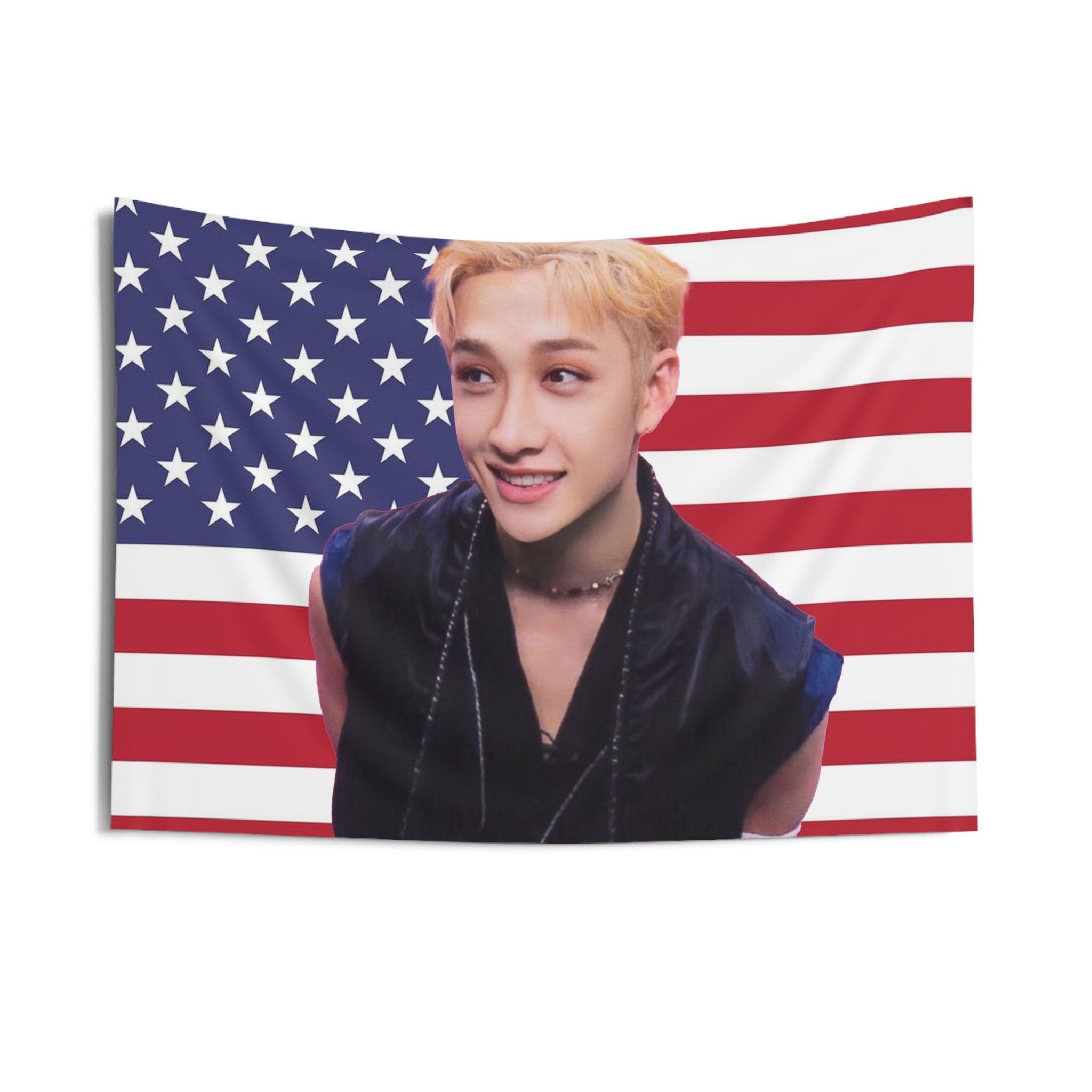 Stray Kids Bang Chan American Flag Skz Tapestry Gift for KPOP Fan