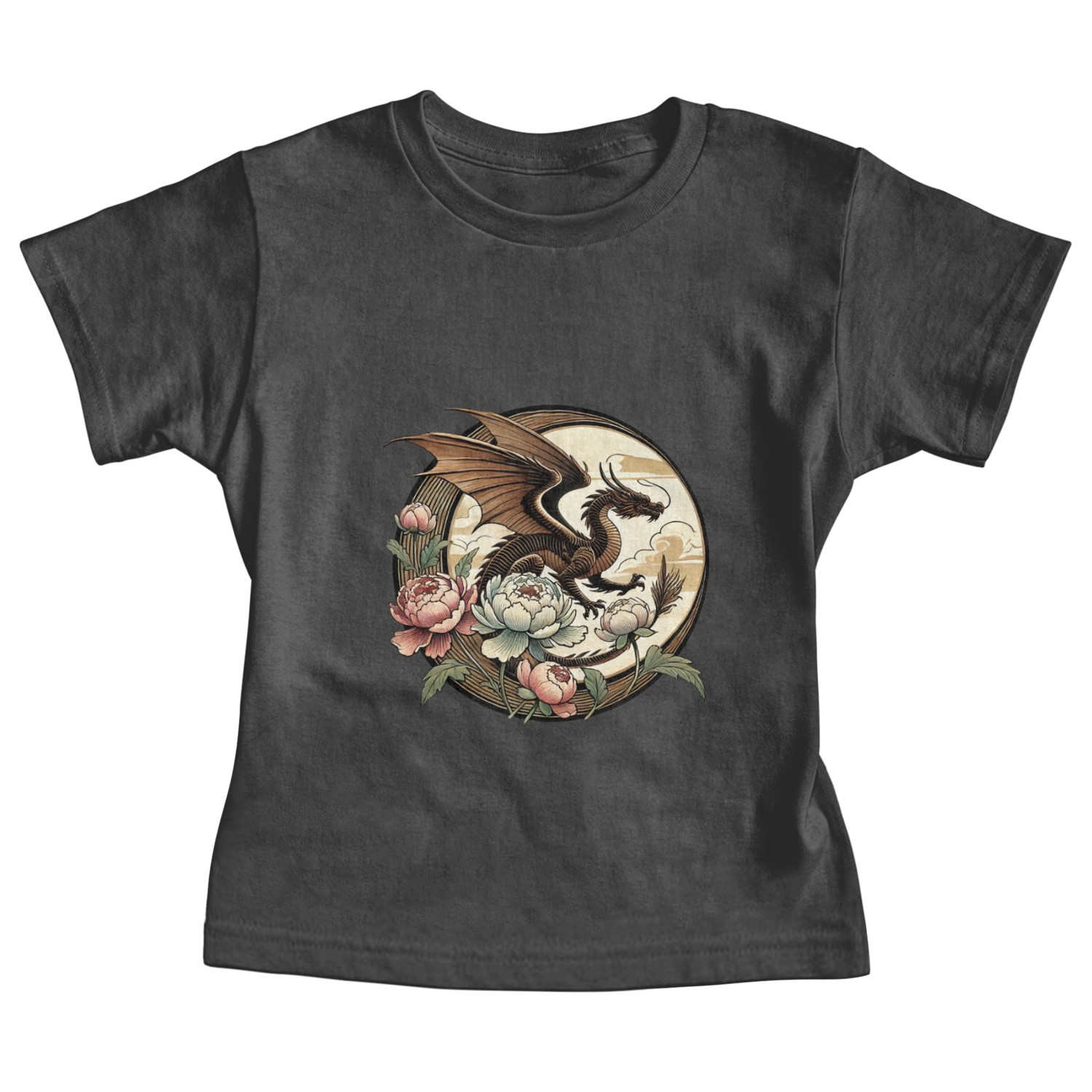 Majestic Dragon with Floral Motifs Baby Tees