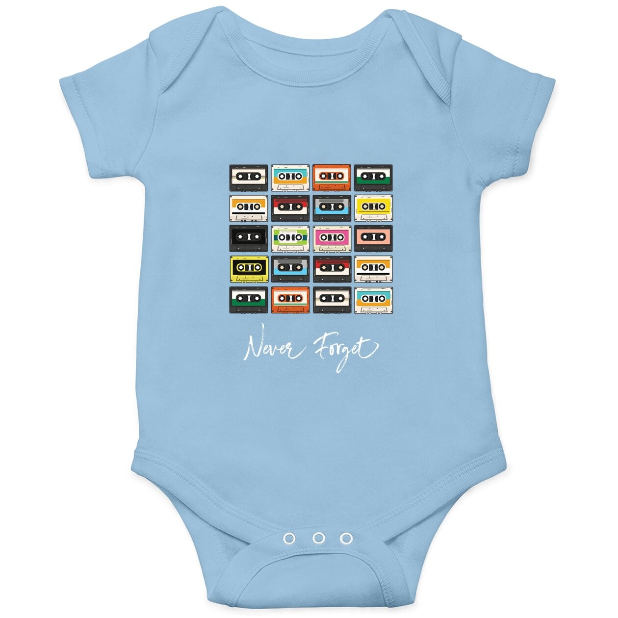 Cassettes Tapes Colorful Never Forget Retro Vintage Baby Bodysuit