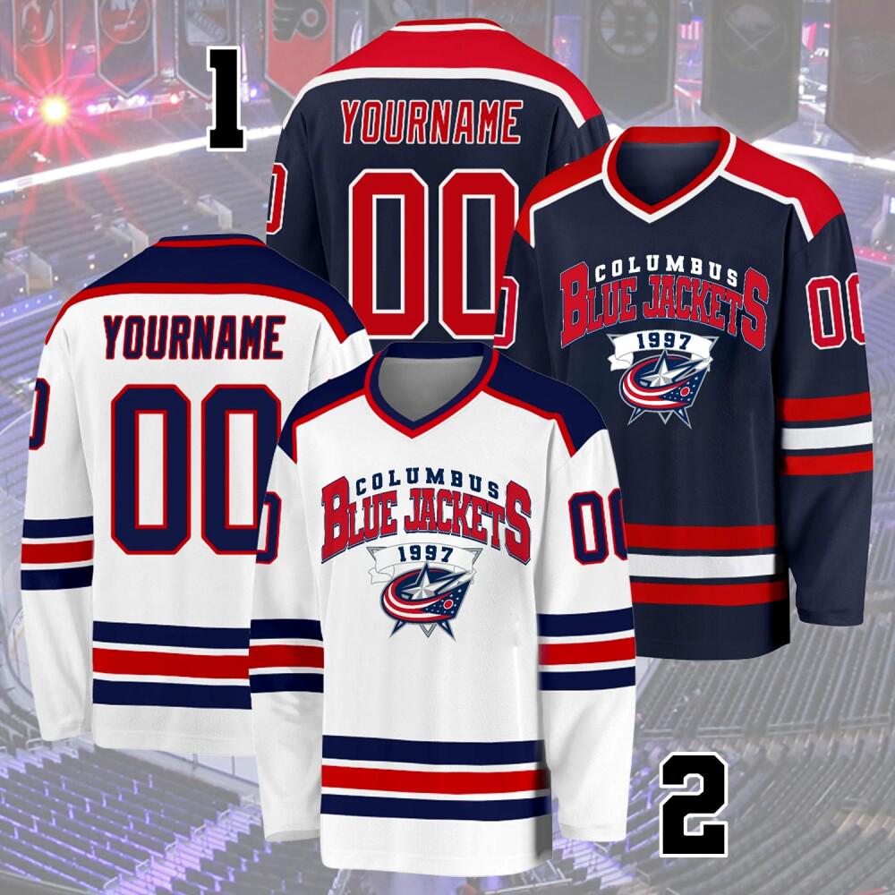 Personalized Columbus Hockey Team Jersey, Custom Blue Jackets Hockey Jersey, Gift For Fan, Jersey For Adult, Kids, Hockey Lovers