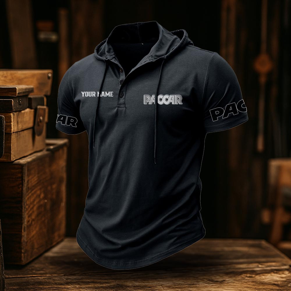 Paccar Truck Classic Men's Sports Fitness Hooded Short Sleeved