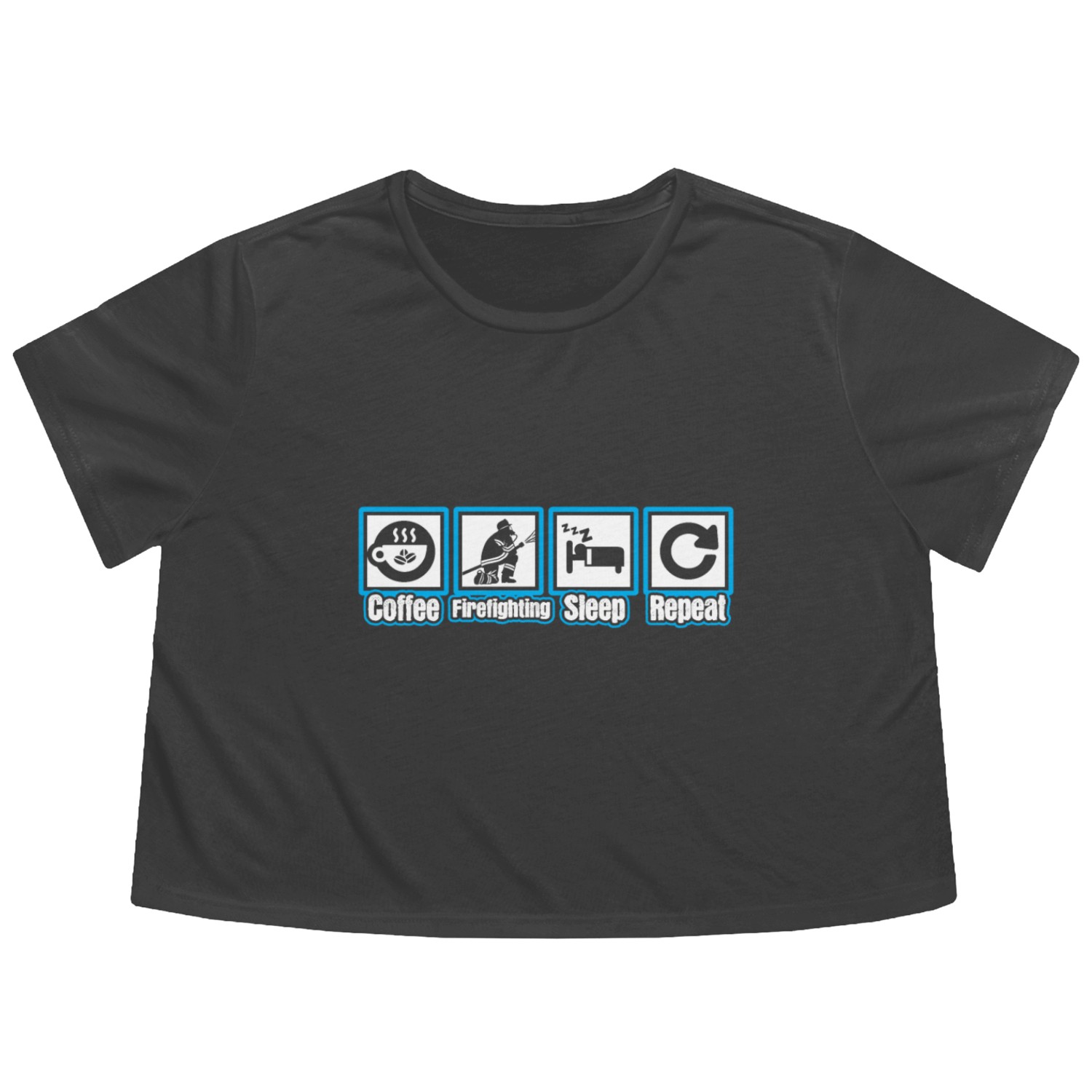 Coffee Firefighting Sleep Repeat Flowy Cropped Tees
