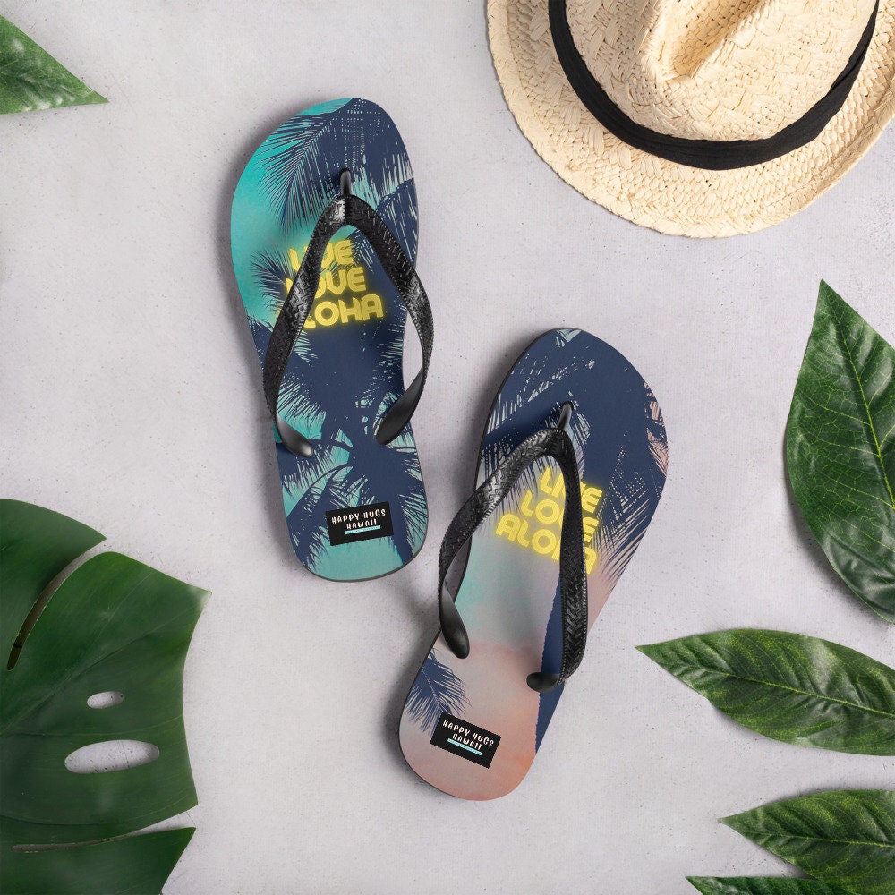 Live Love Aloha Hawaii Slippahs, Hawaii Slippers, Beach Slippers, Travel Slipper, Hawaii Flip-Flops, Beach Flip-Flops, Poolside Flip-Flops