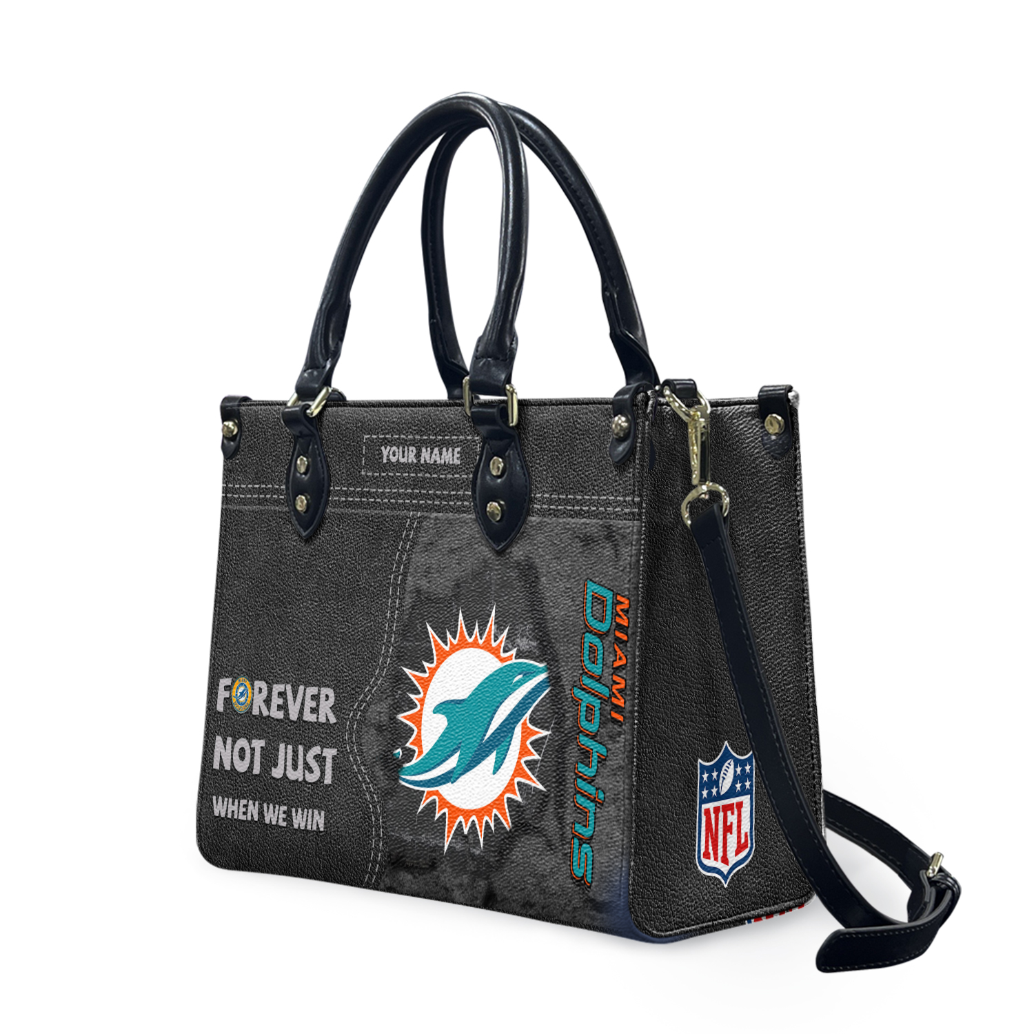 Miamis Team Dolphins Forever Leather Bag, Football Leather Bag
