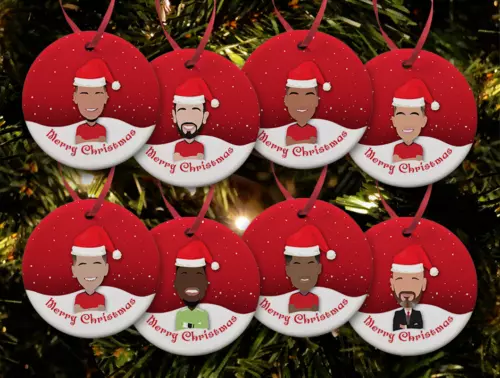 Utd Christmas Tree Decoration Flat Ceramic Baubles 8 Pack Manchester Man