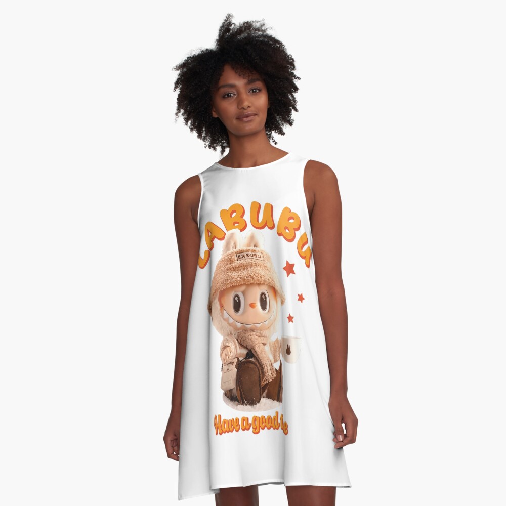 Cute Classic P.o.s.e FUNNY Labubu A-Line Dress, Gift for Her