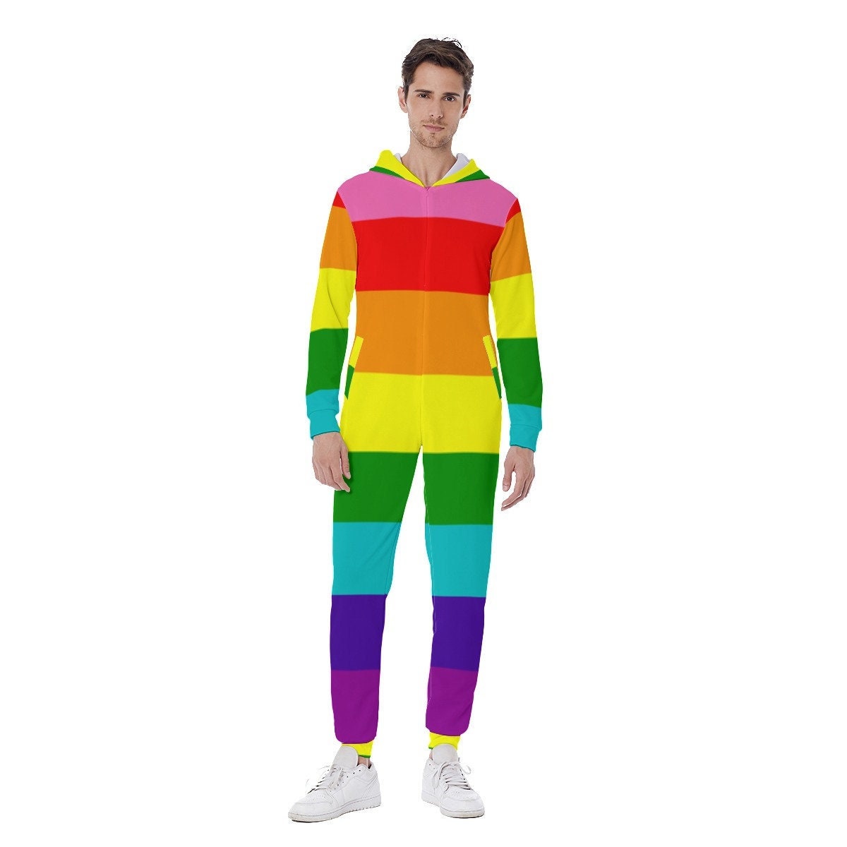Love is Love Hooded Onesie, LGBTQ Onesie, pride Jumpsuit, rainbow Jumpsuit, original pride flag, rainbow flag, LGBTQIA Onesie, pride Onesie