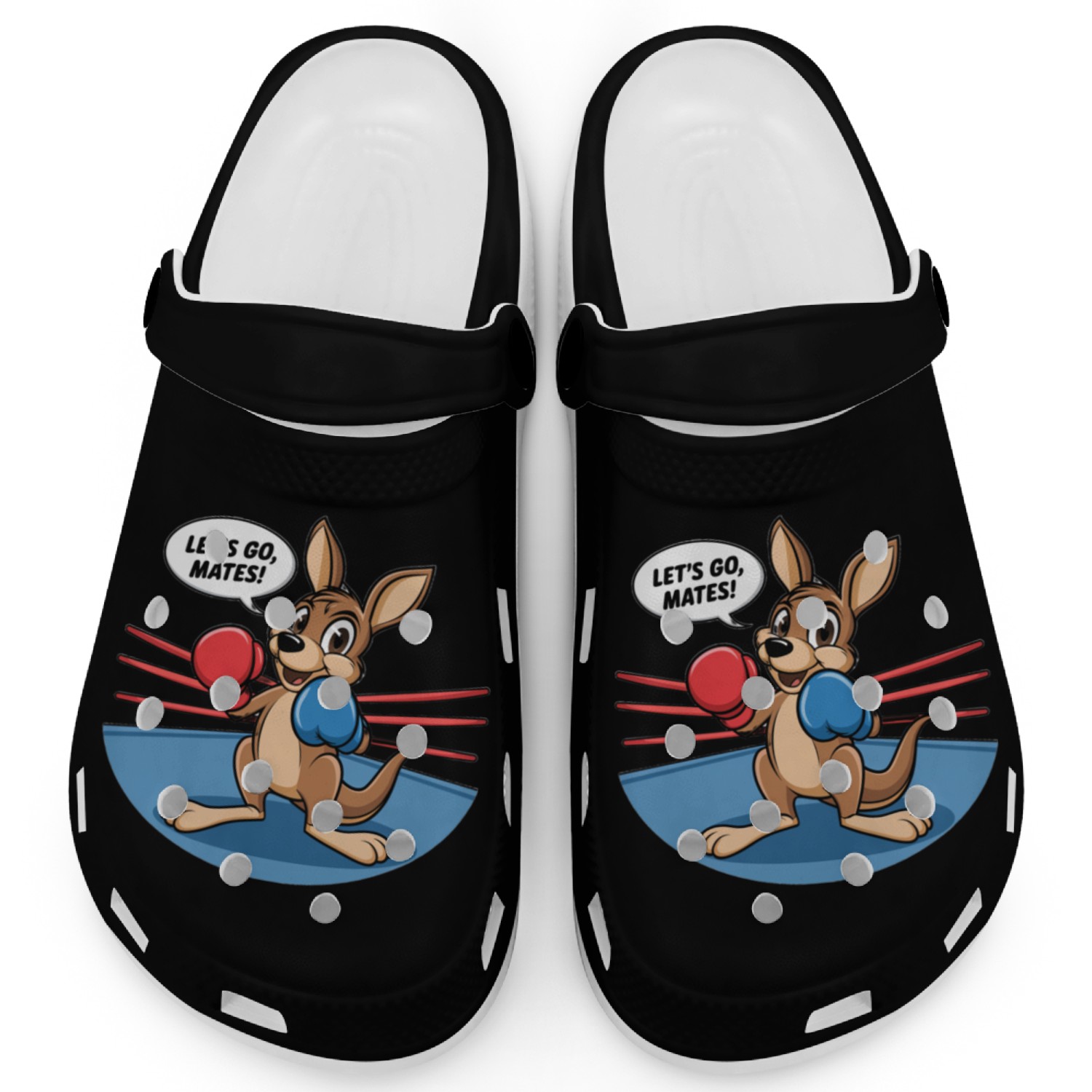 The kangaroo is in a boxing pose Clogs