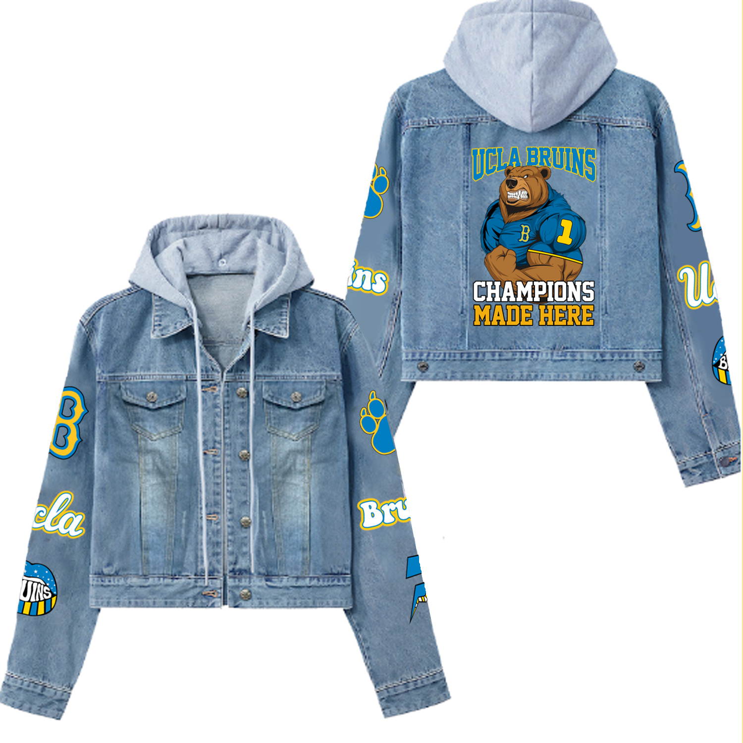 U.CLA Bruinss Premium Hooded Denim Jacket New Collection AZBTHDJ000471