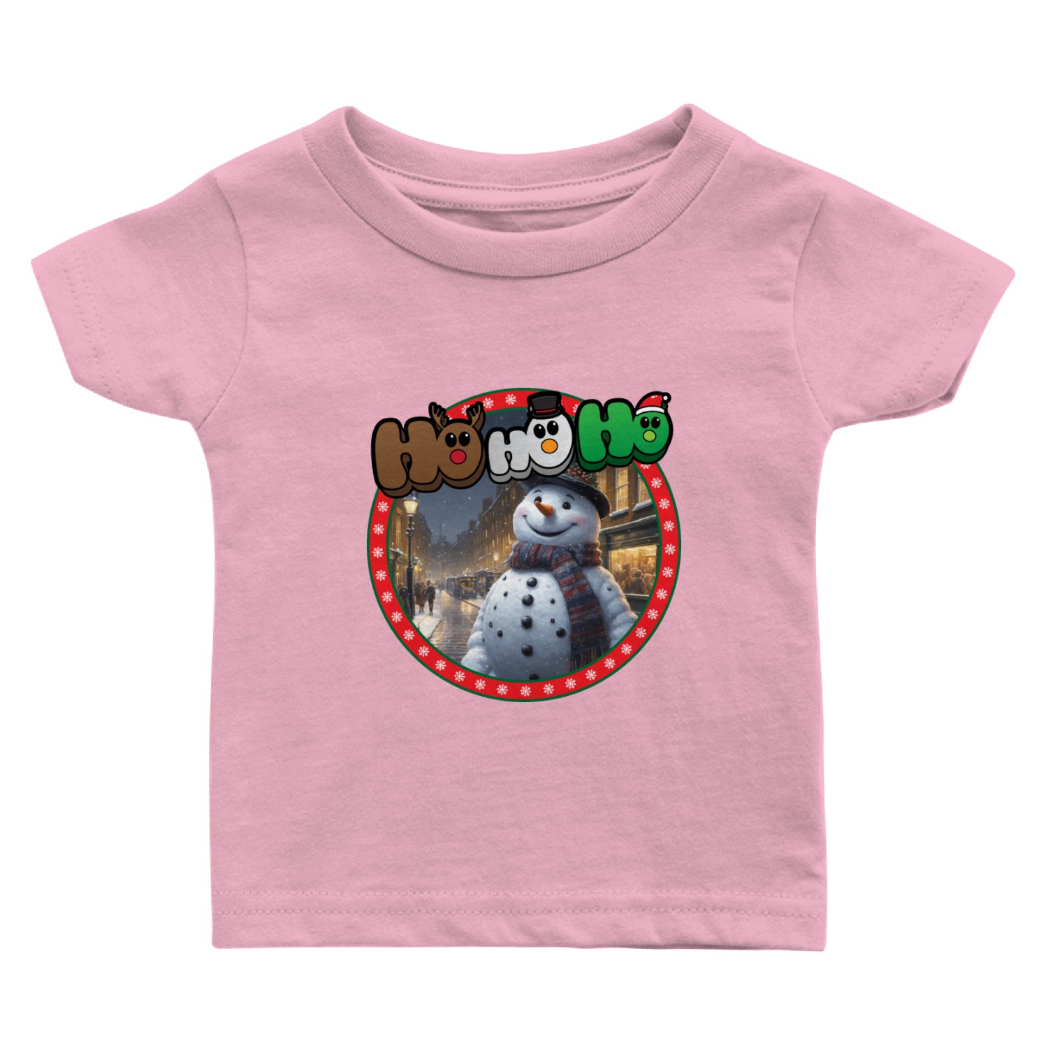 Cute snowman and Christmas holiday hohoho Baby T Shirts