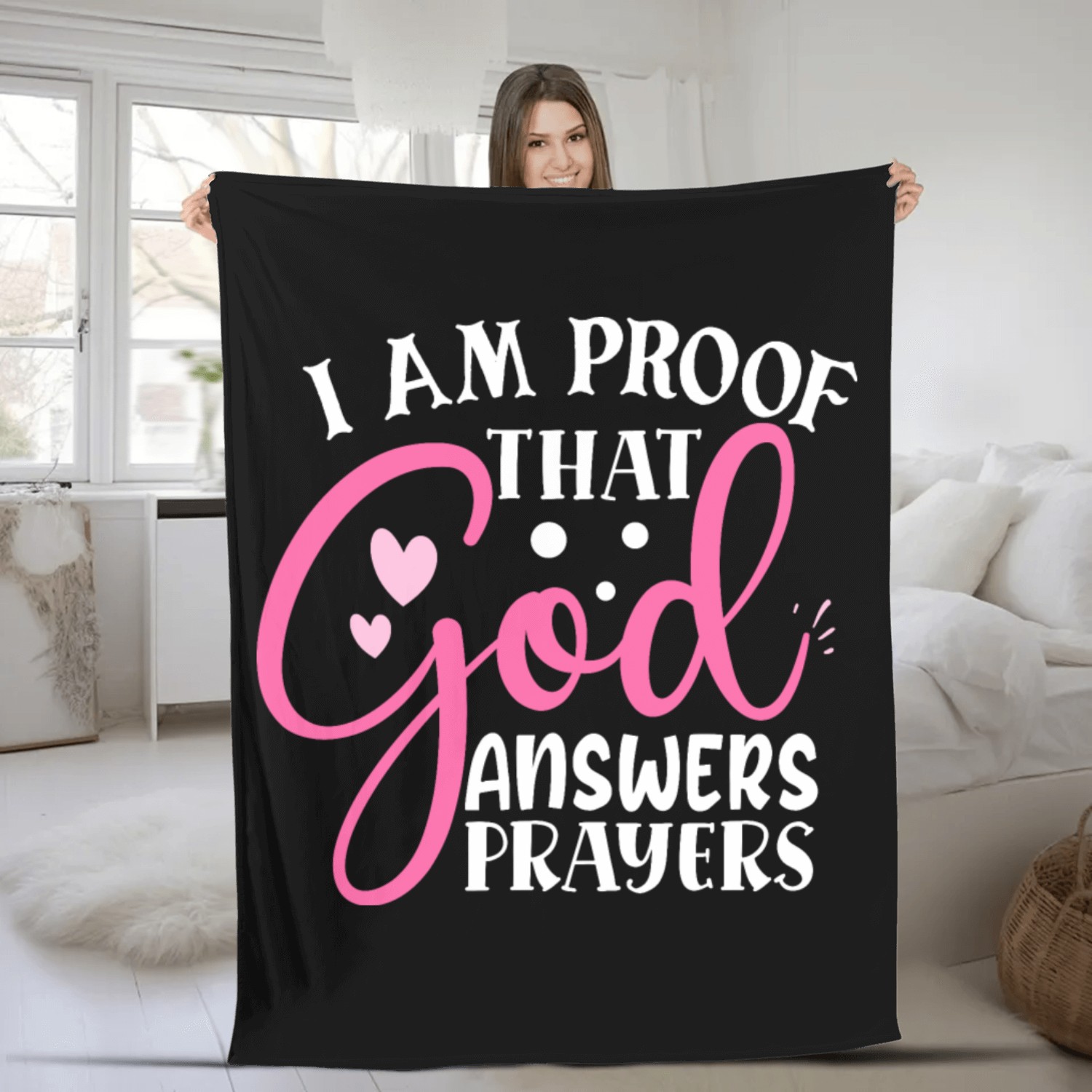 baby saying i am proof that god answers prayers Fleece Blankets