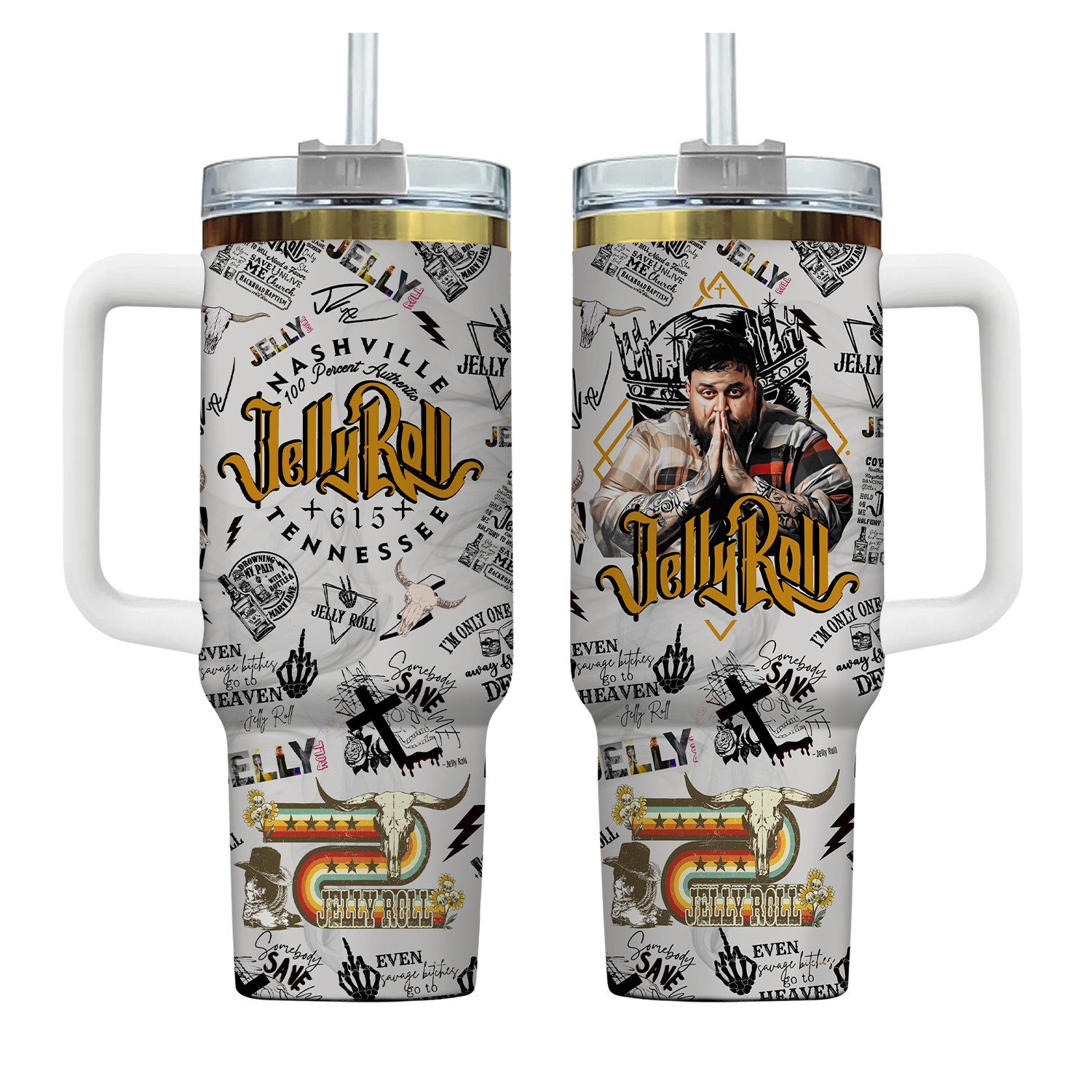 Jelly Roll Coffee Tumbler 40Oz, Jelly Roll Tour Tumbler, Jelly Roll Merch Tumbler, Jelly Roll Concert, Insulated Tumbler,Jelly Roll Cup