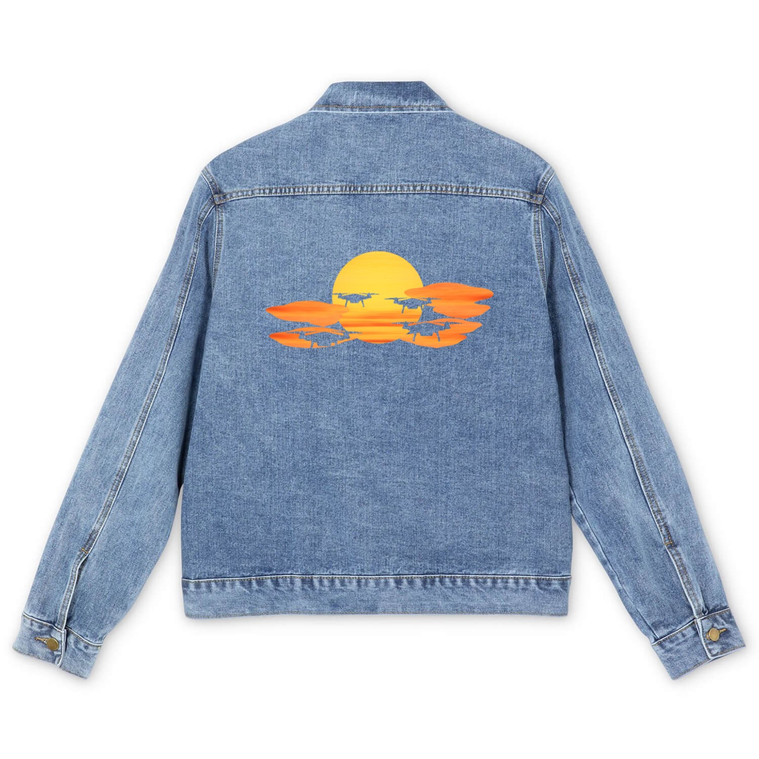 Drones in Sunset or Sunrise the Drone Men's Denim Jackets